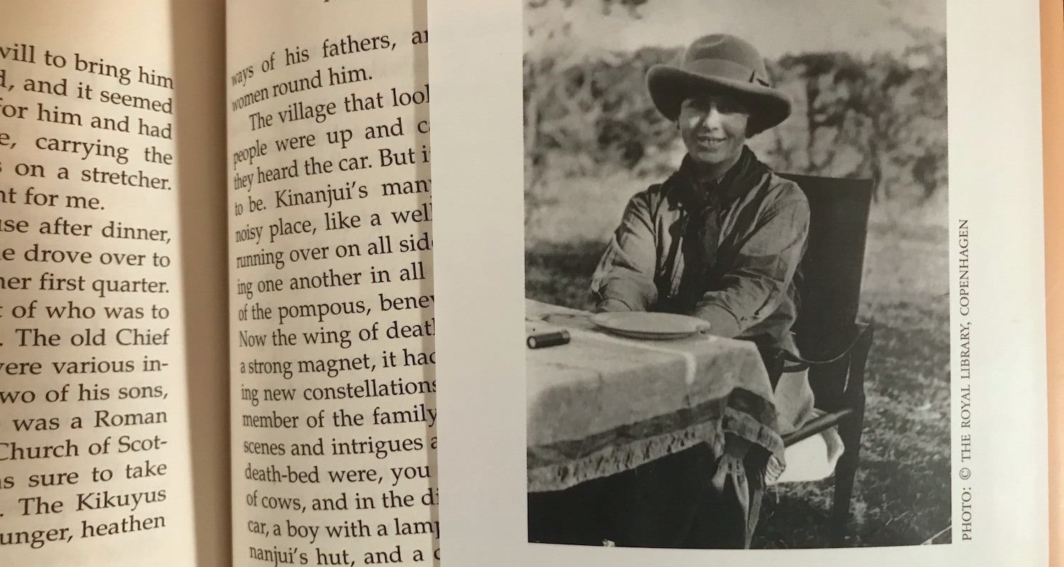 Karen Blixen pictured on the flap of the book jacket.