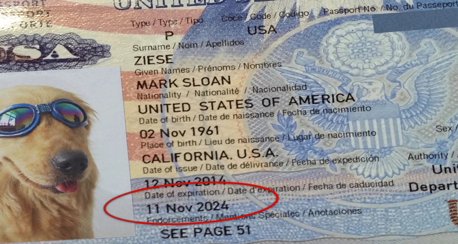 Note the date of expiration on the picture page of your passport.