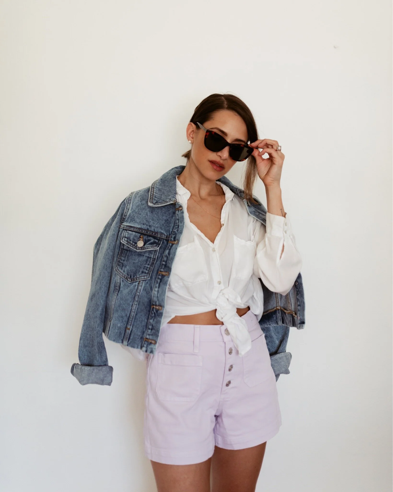 lilac cropped denim jacket