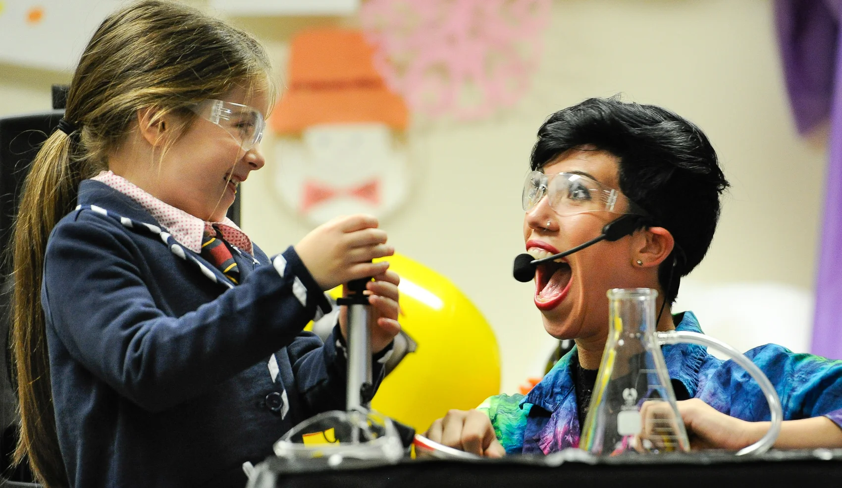 1st Place, Personality Photo Arabella Pelekoudas, 7, and Aspen Ridge, of Sciencetellers, react after using pressure in one of their science experiments during the Sciencetellers program, "Power and Energy" at the Swampscott Public Library on Monday, Aug. 1, 2016. Wicked Local Staff Photo / David Sokol
