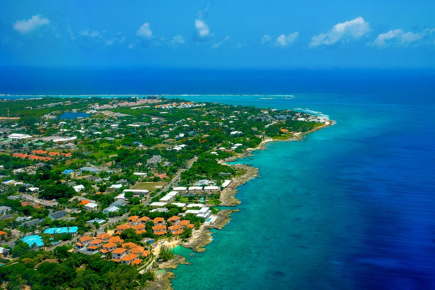 An arial view of the island upon landing.