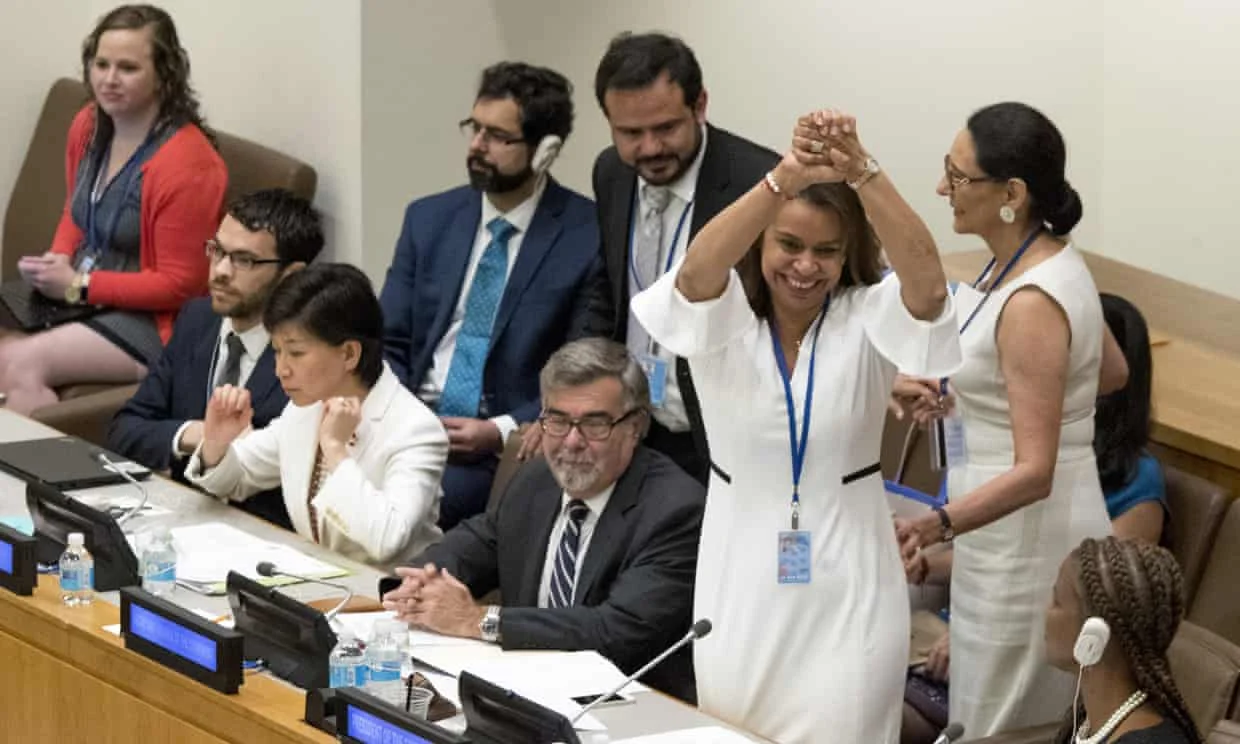 Photograph: Mary Altaffer/APSource: Treaty banning nuclear weapons approved at UN