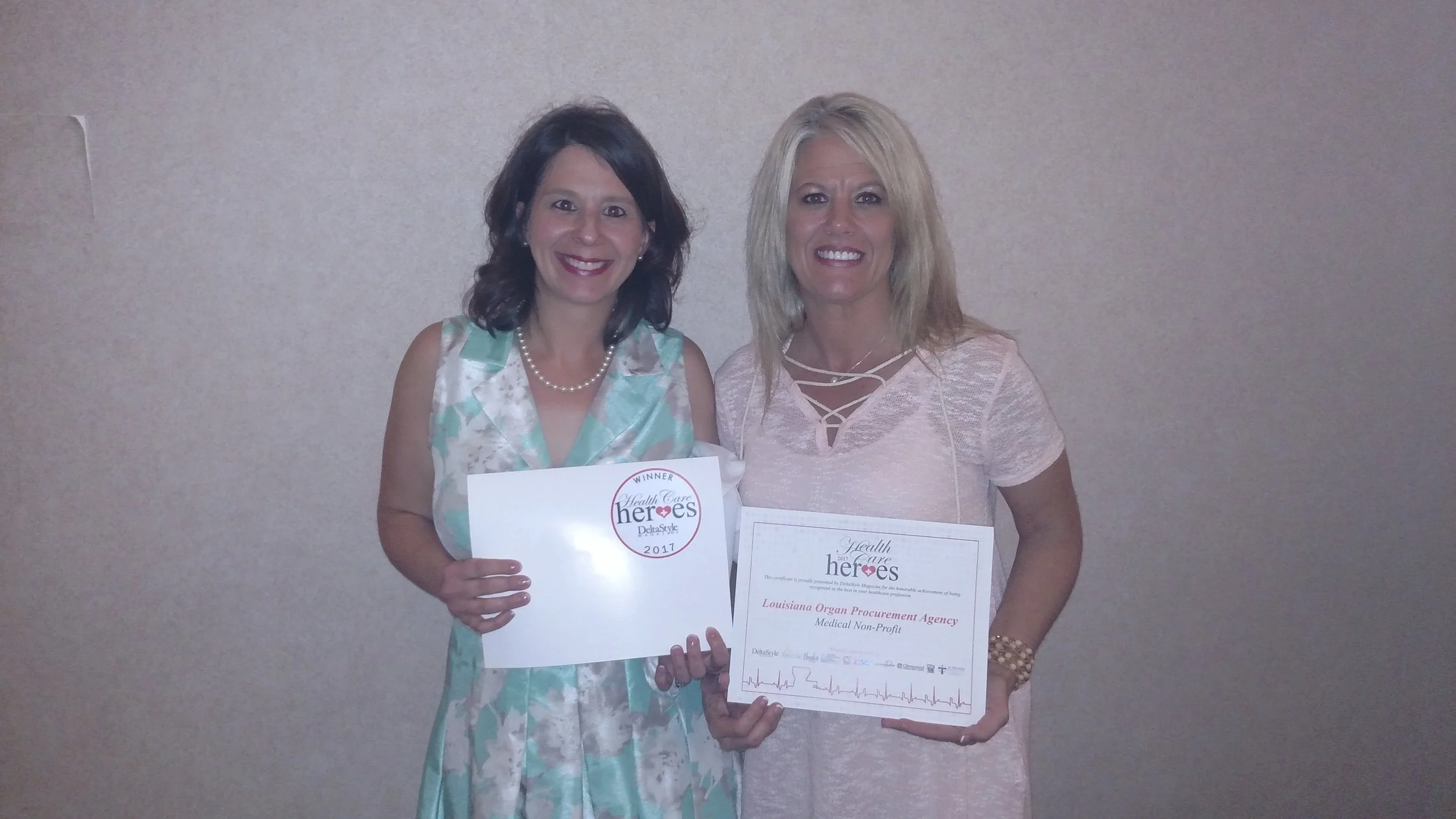 LOPA Community Educator, Leah Lopez and LOPA Donation Services Coordinator, Cindy Baugh accepted the award for LOPA on 6/20.