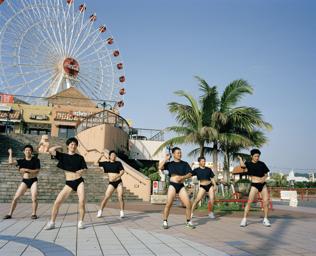 JAPAN. Okinawa. 2006. American Village. Dancers for a video - 16x12inches £600 - Edition of 6 + 2AP's - 20x24inches £1000 - Edition of 4 + 2AP's