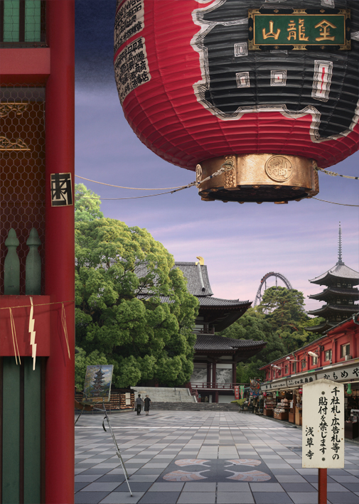 Tokyo Story 8 Temple (after Hiroshige)