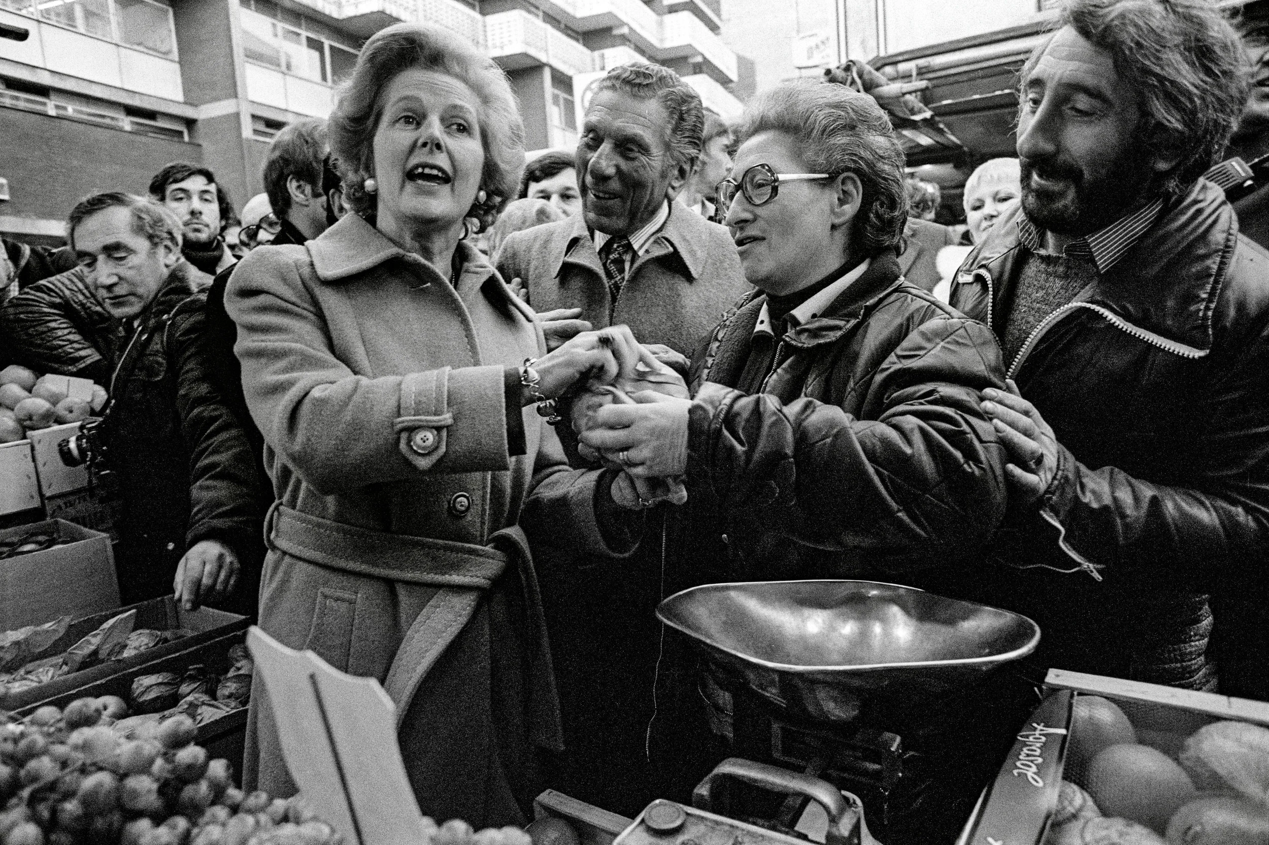 Prime Minister Margaret Thatcher visits Brixton Market, 1978