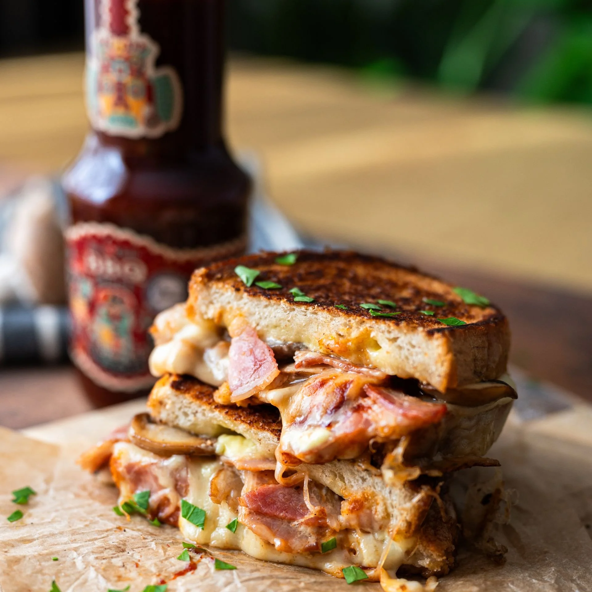 Bacon and Mushroom Grilled Cheese with Chilli BBQ.jpg