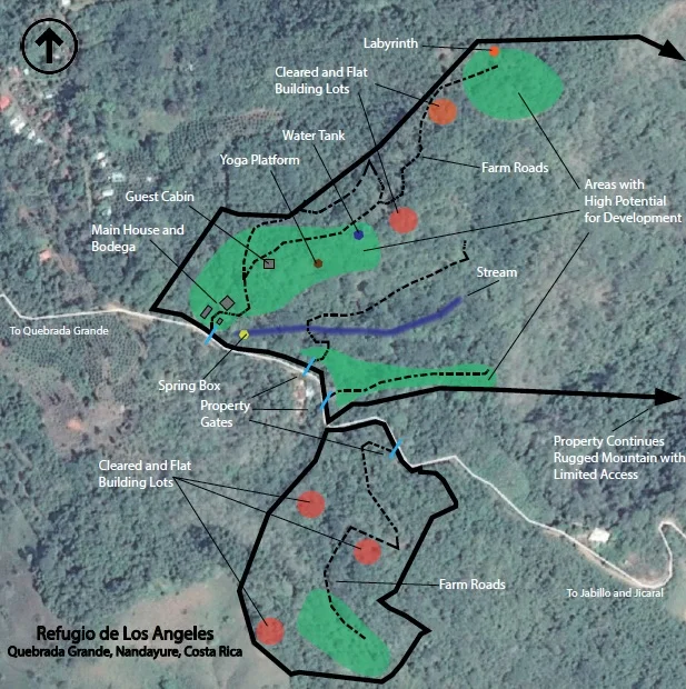 Map of RDLA property with highlighted zones for potential development