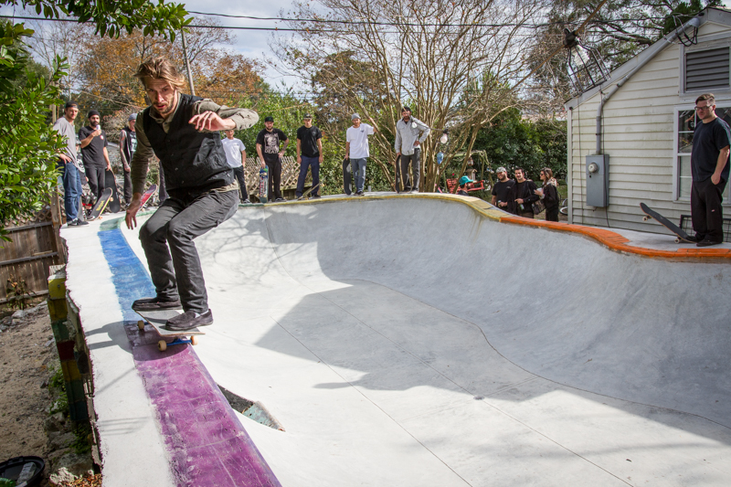 What you probably don't see here is the fact that Marky Clements took this grind from over the doorway and over the deathbox and around the corner just out of frame - all while wearing Wal-Mart bedroom slippers.
