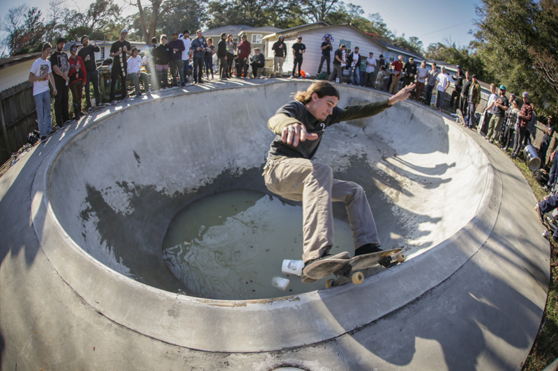 Colin manhandles a grind.