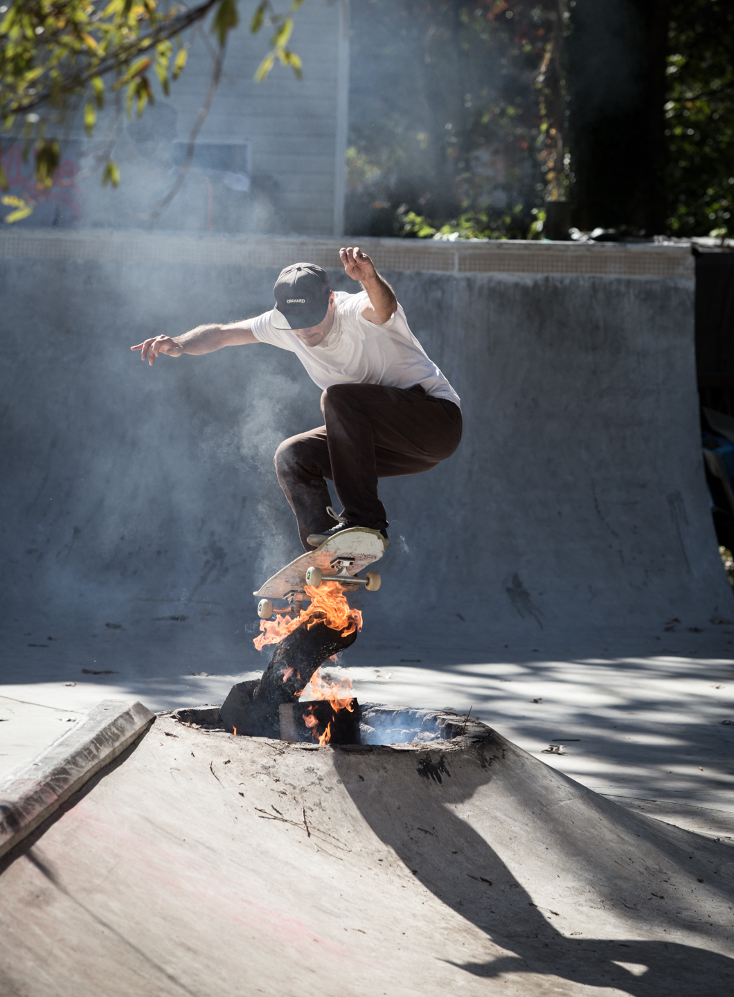 Talba riding his own creation, on fire of course.
