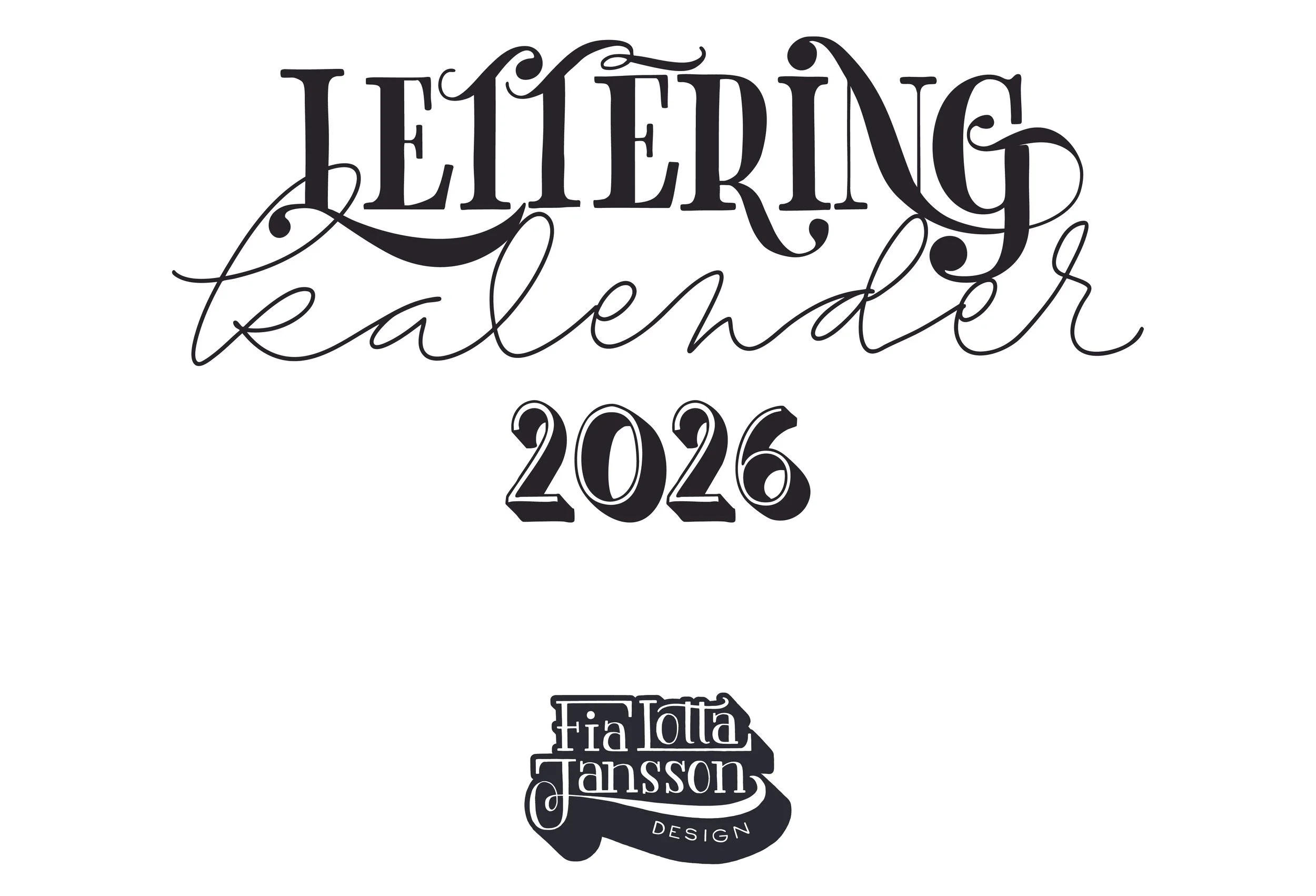 Handritad Lettering Kalender 2026 Fia Lotta Jansson Design