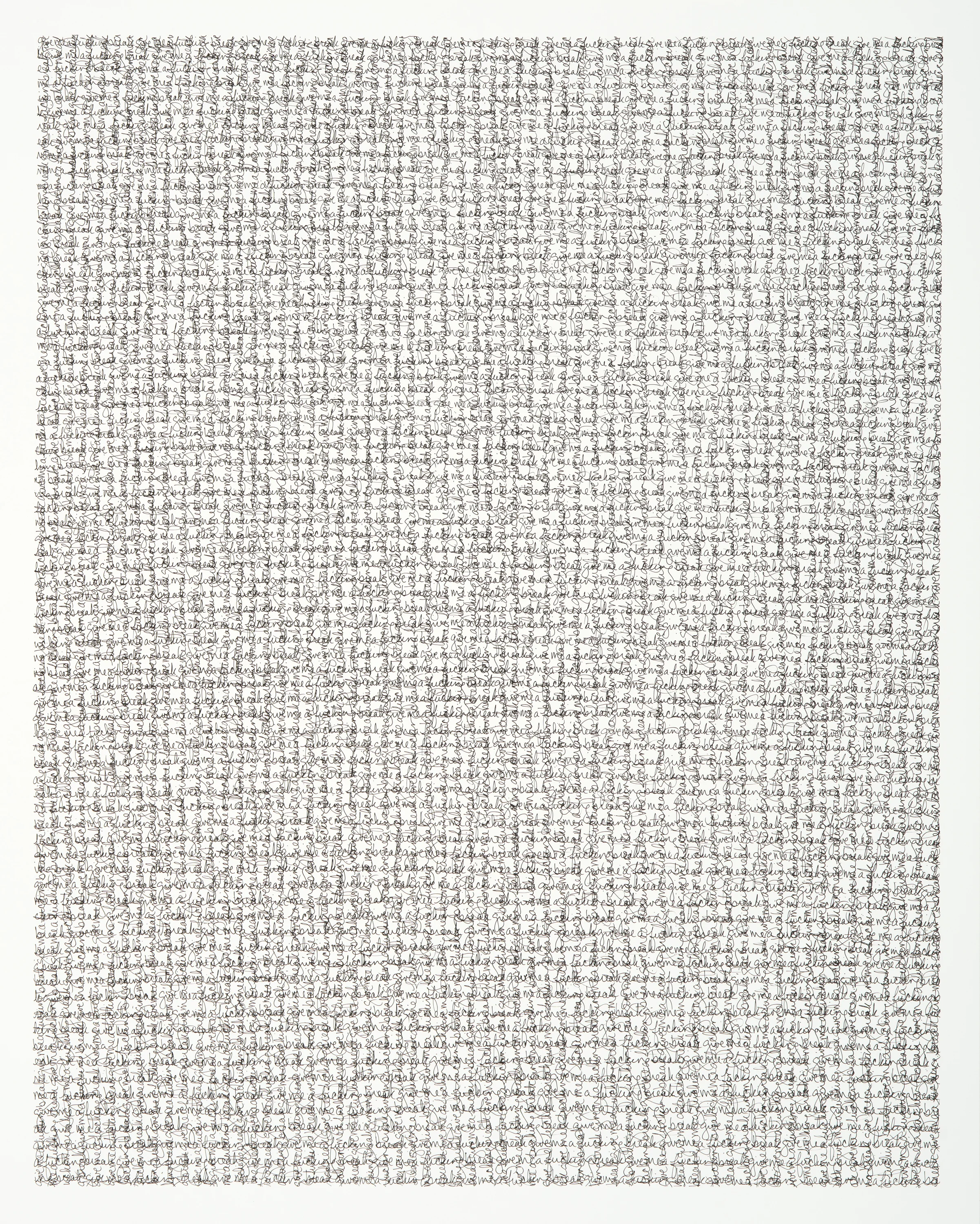 give me a fucking break, 2018 | ink on panel | 30" x 24" x 1.5"