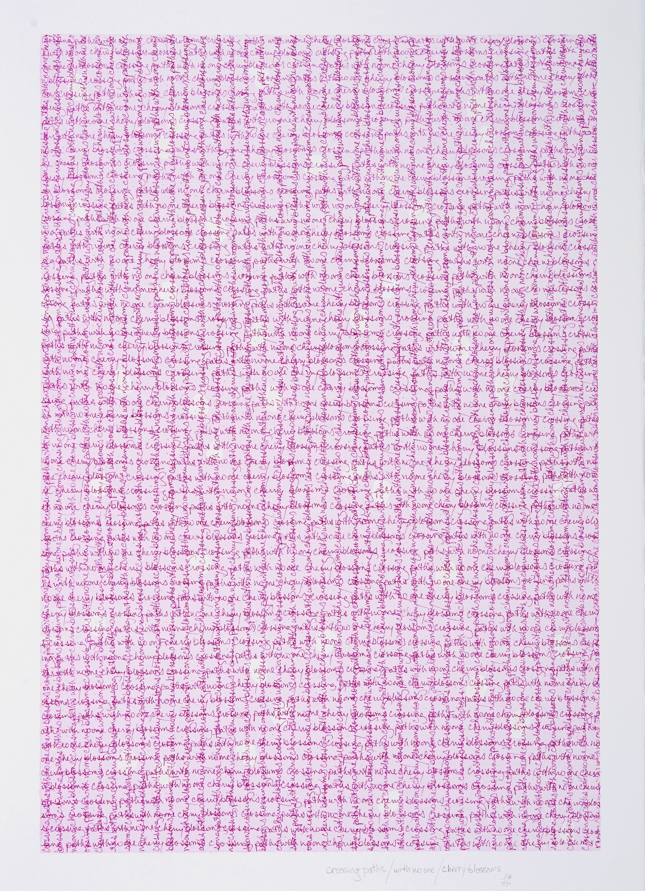 cherry blossoms, 2022 | acrylic, resist, ink, graphite & haiku on Fabriano paper | 20.5" x 14.5"