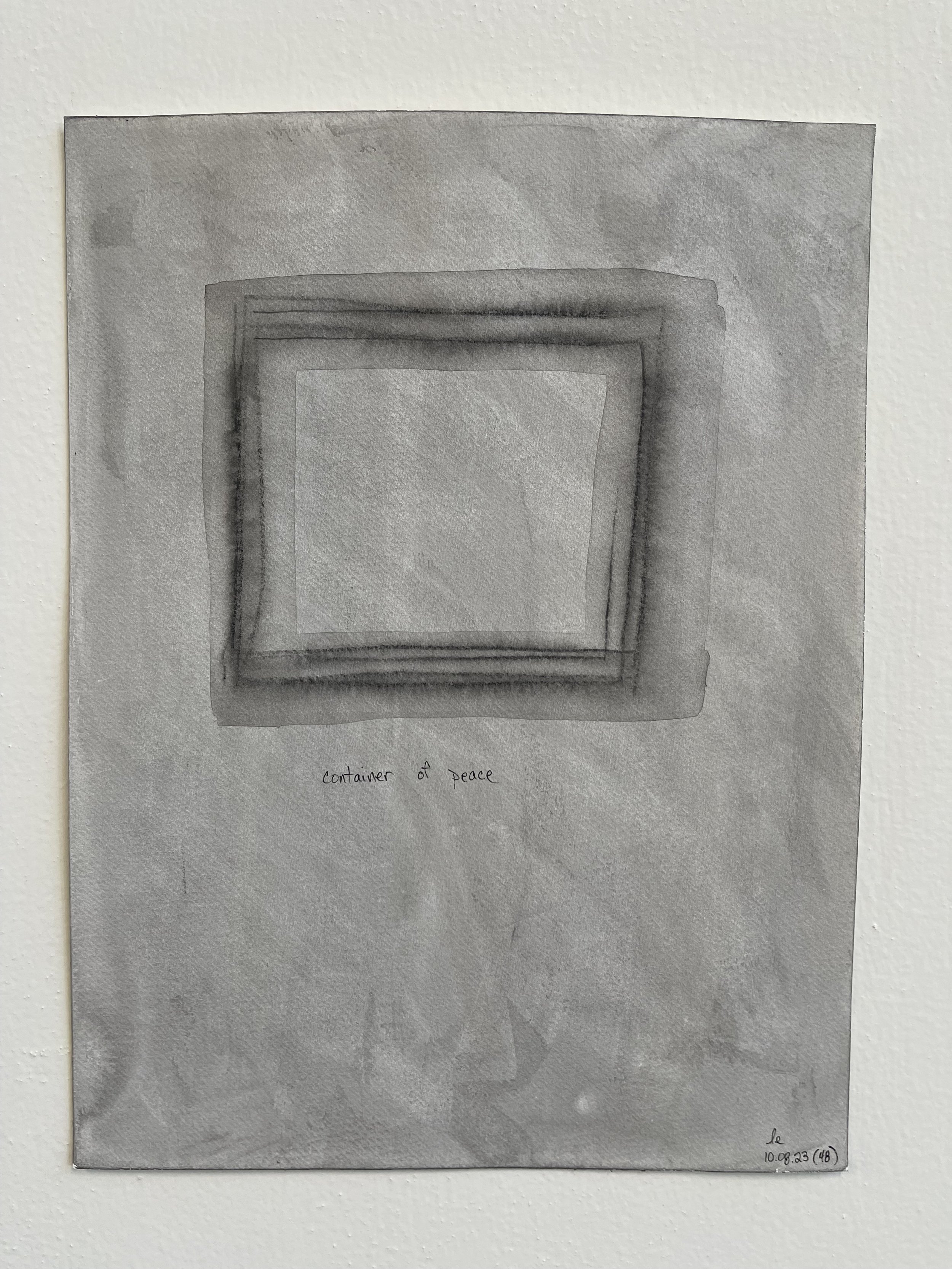 container of peace (48), 2023| sumi ink and watercolor graphite on Fabriano paper | 9" x 12"