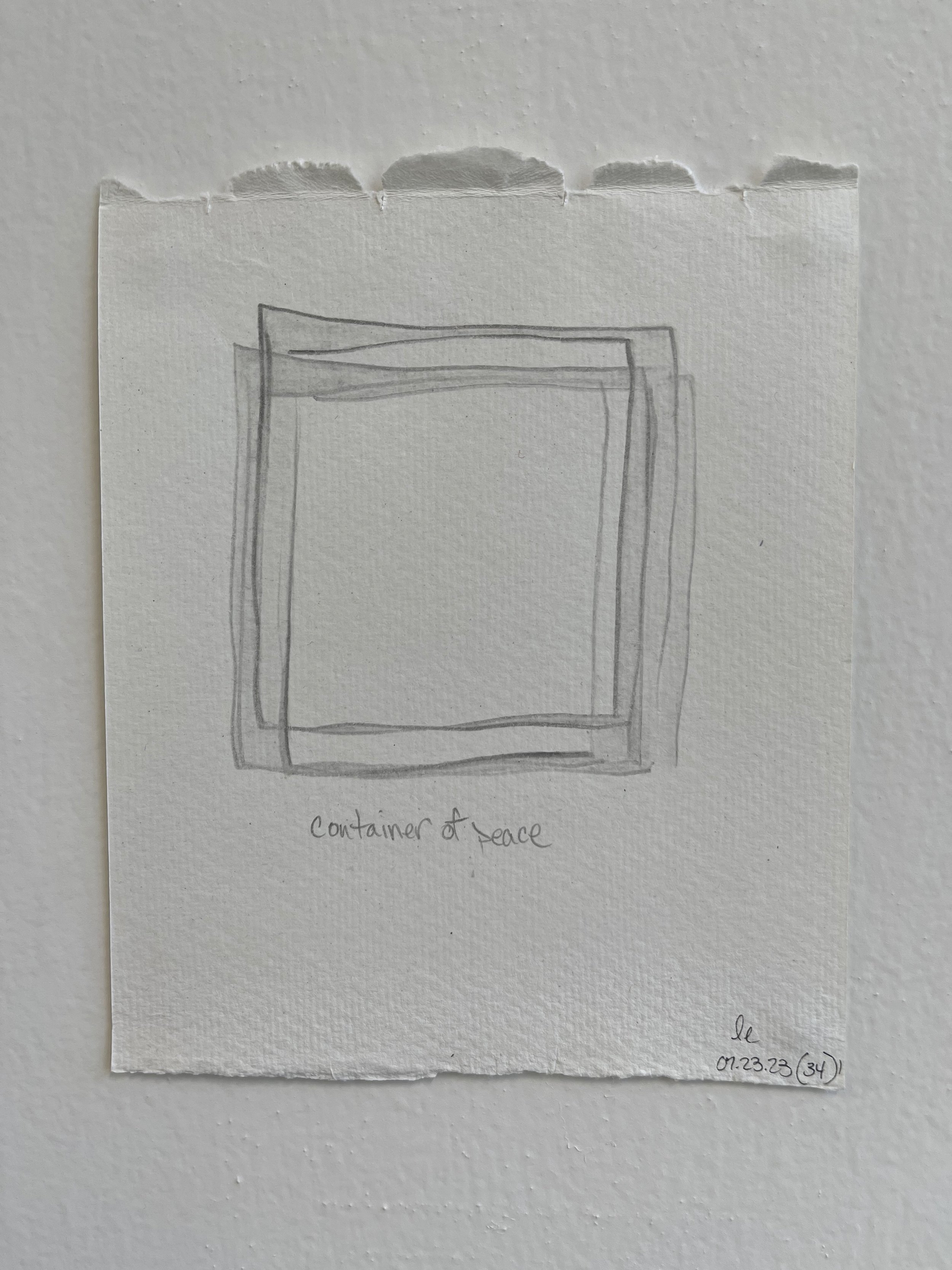 container of peace (34), 2023 | graphite on Kadi 100% cotton rag paper | 5" x 6"