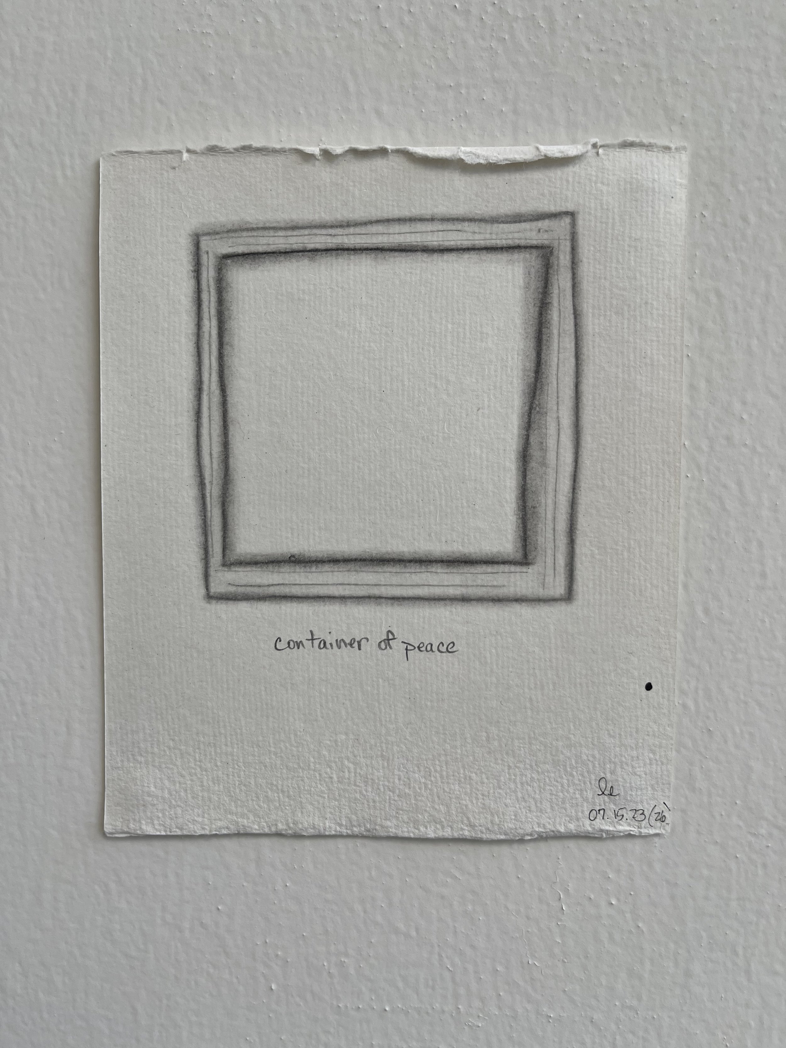 container of peace (26), 2023 | graphite on Kadi 100% cotton rag paper | 5" x 6"