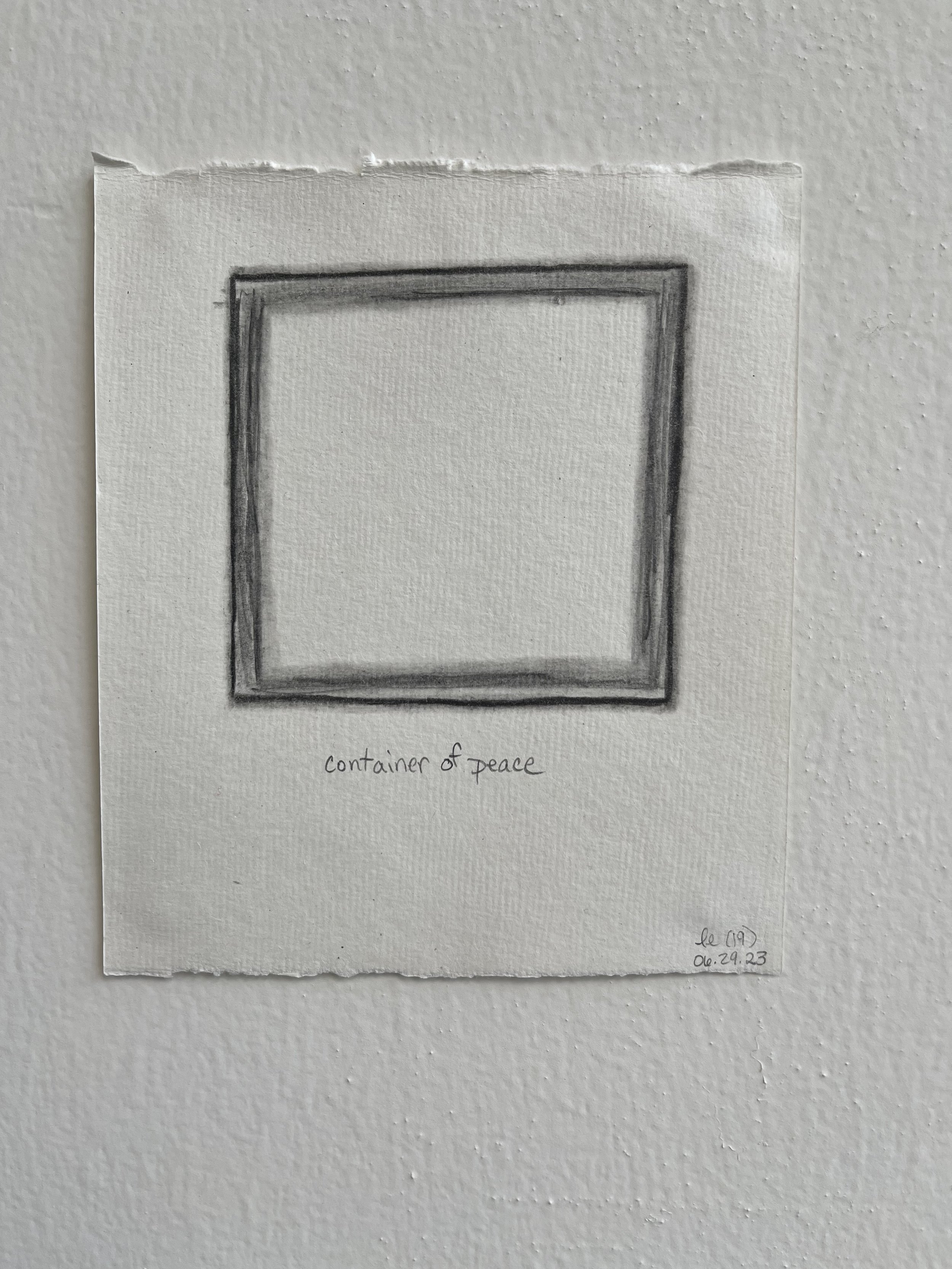 container of peace (19), 2023 | graphite on Kadi 100% cotton rag paper | 5" x 6"