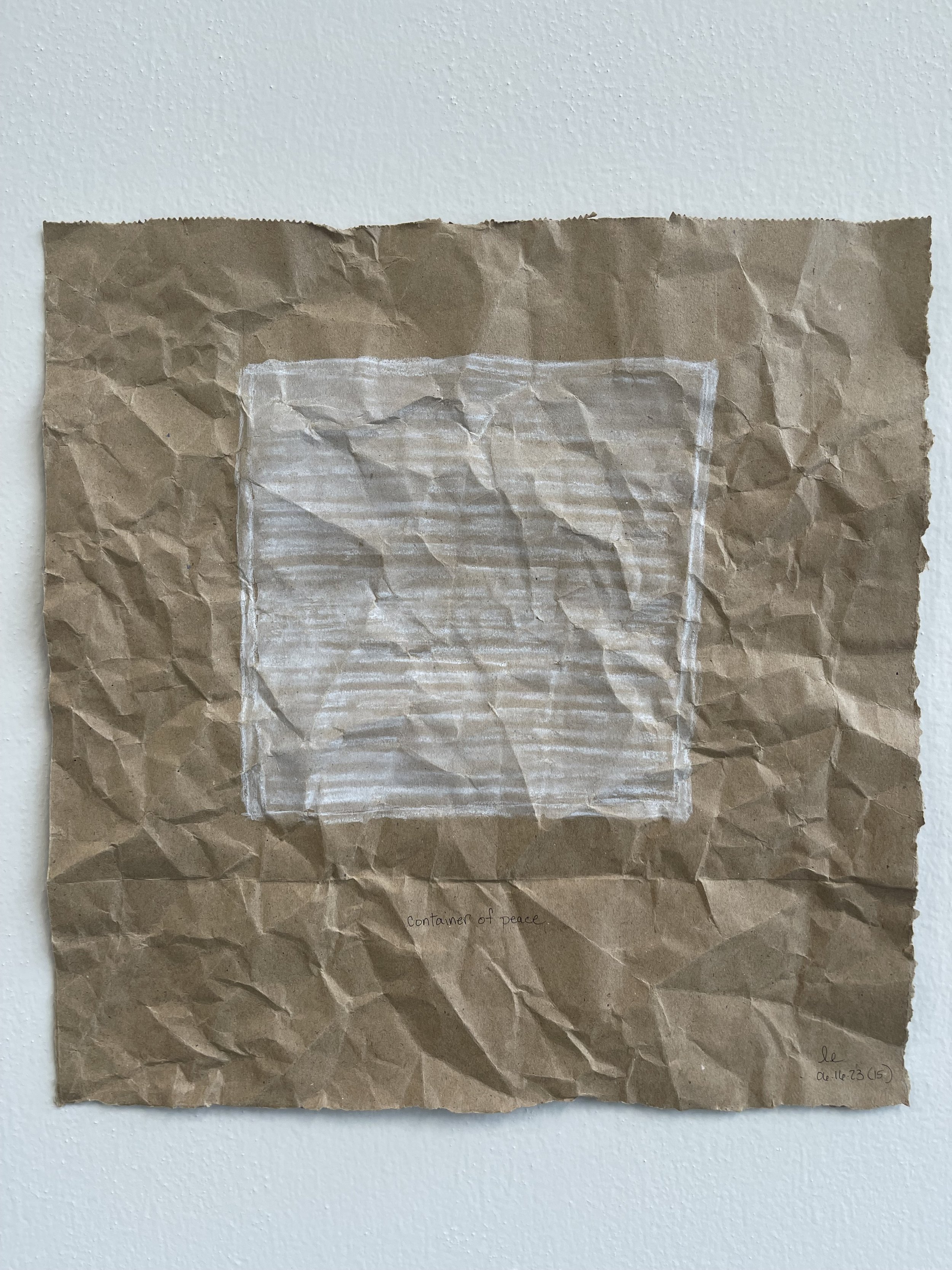 container of peace (15), 2023 | watercolor pencil on wrinkled craft paper | 12.5" x 12.25"