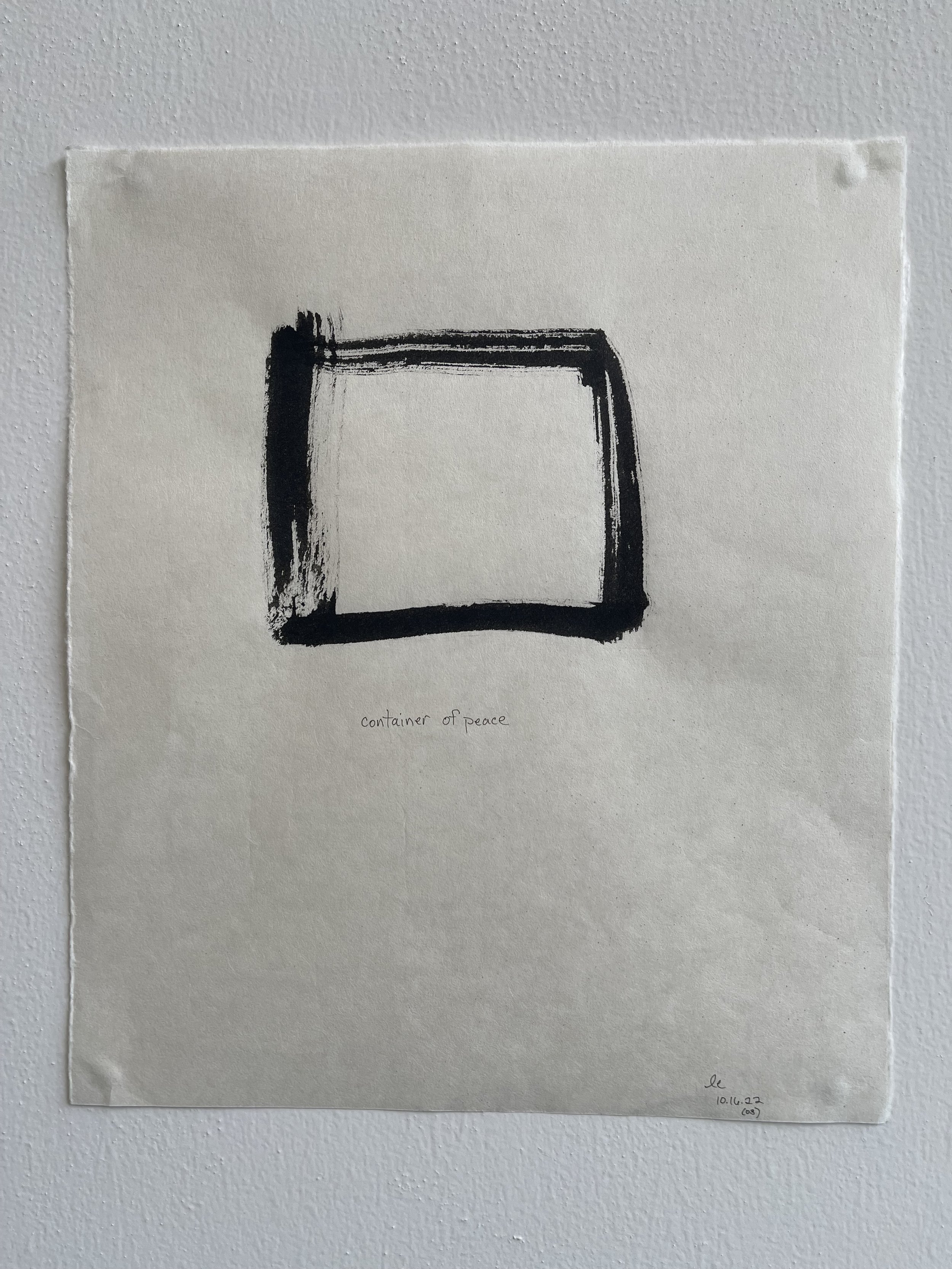 container of peace (03), 2022 | sumi ink on okawara paper | 12" x 14"