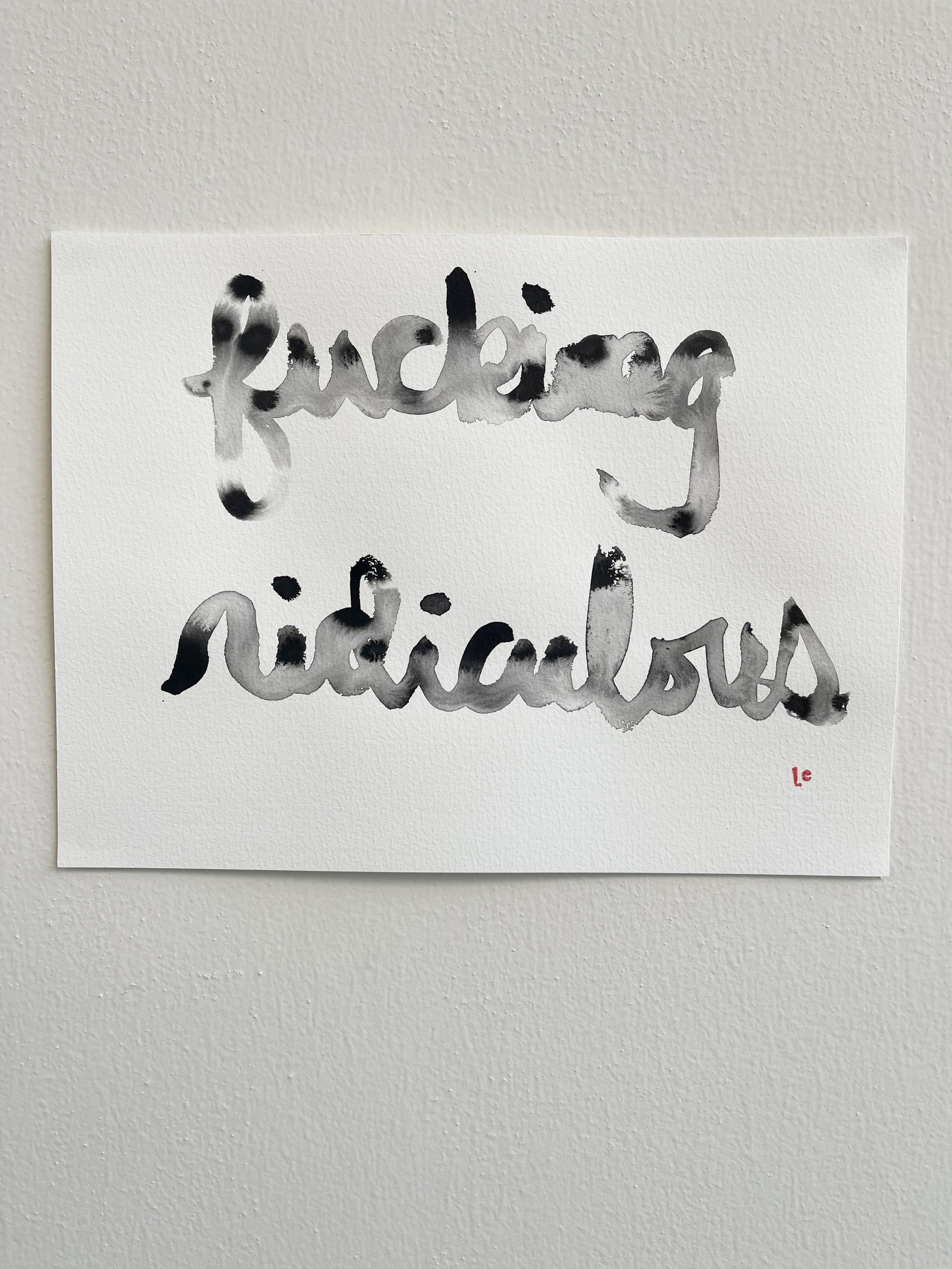 fucking ridiculous, 2023 | sumi ink on Fabriano paper | 12" x 9"