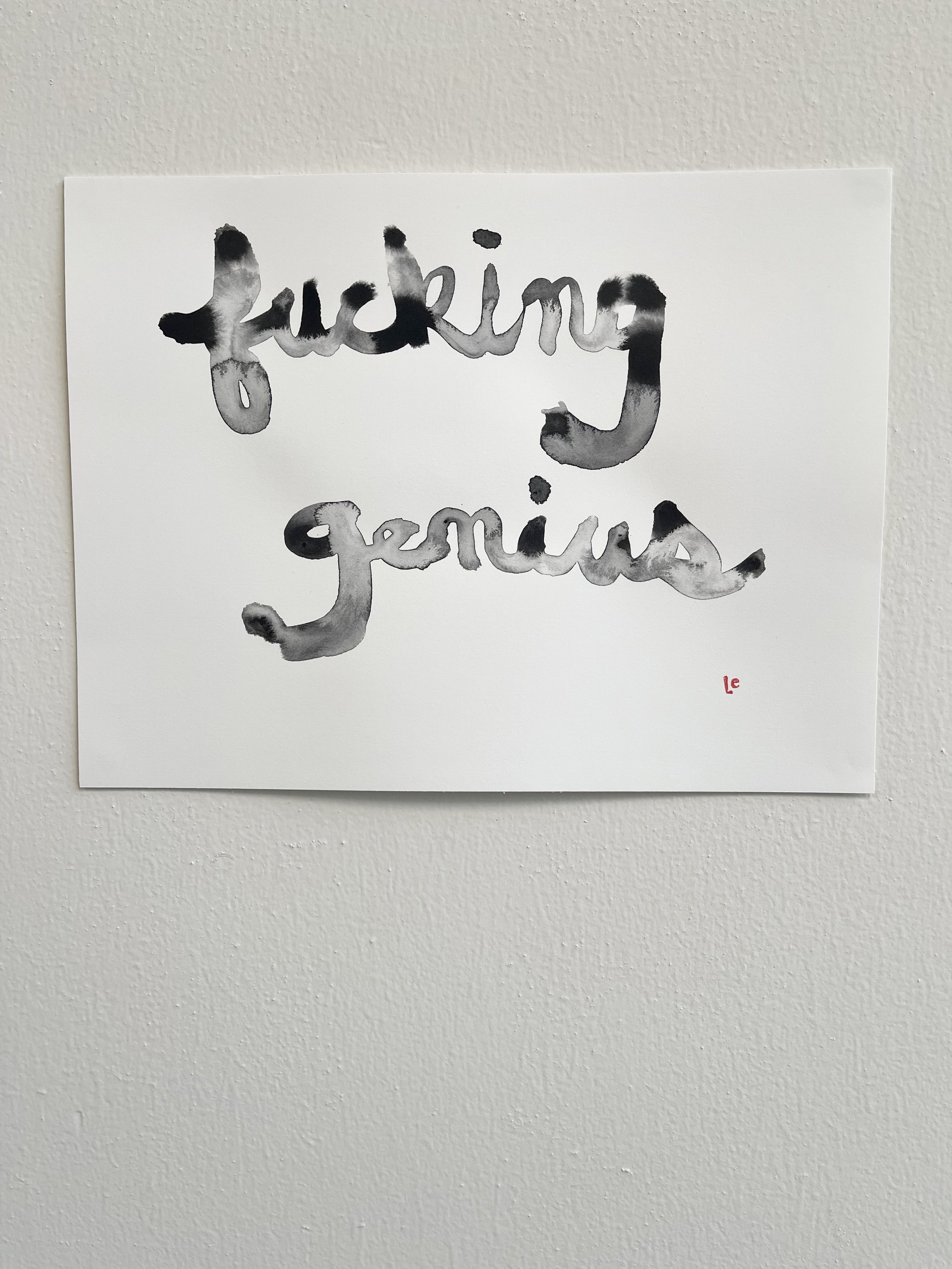 fucking genius, 2023 | sumi ink on Fabriano paper | 12" x 9"