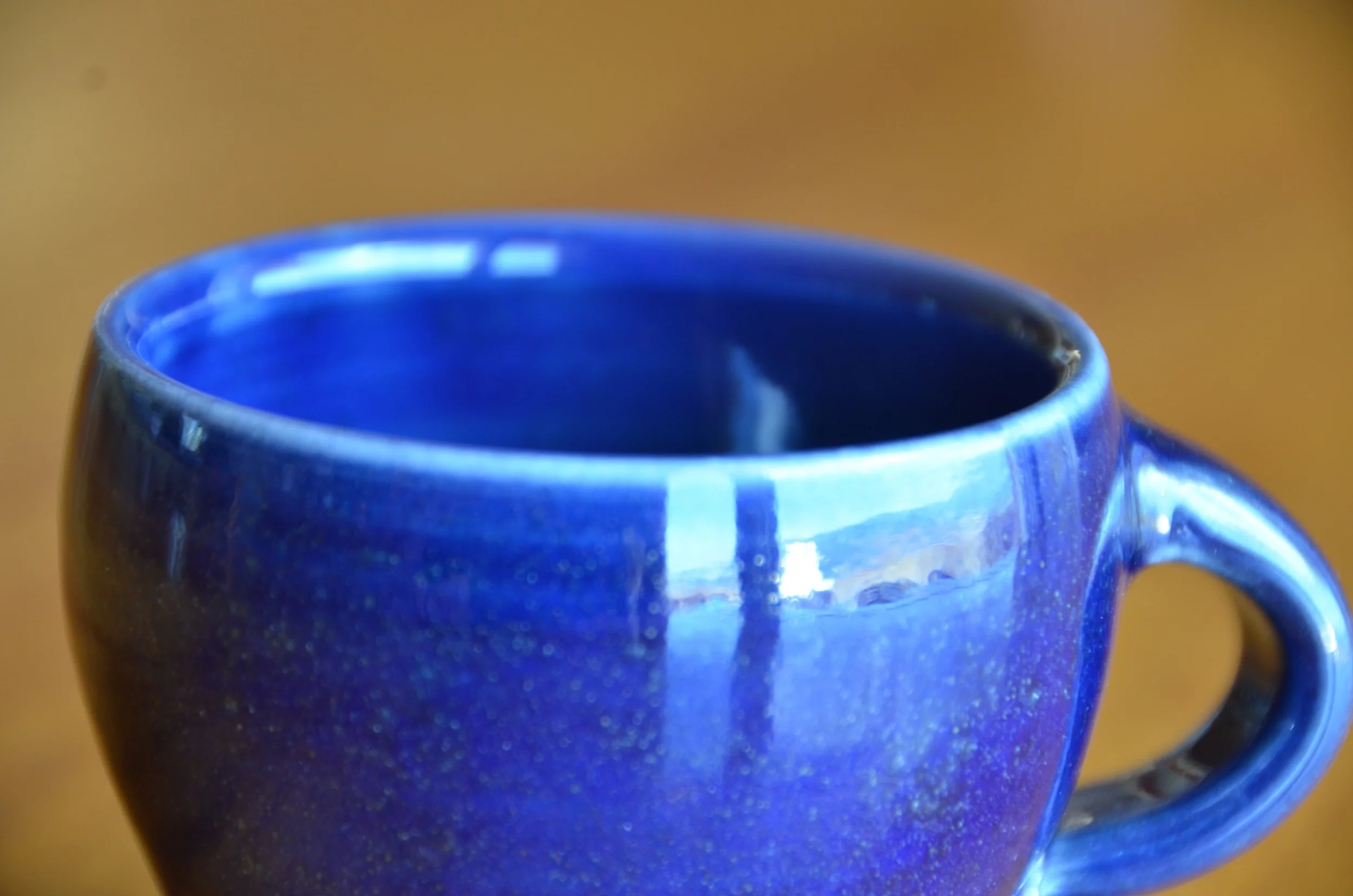 Porcelain Blue Coffee Cup Set | Hand thrown porcelain on a potter's wheel. High Fired, Cone 10, Flambe Blue Glaze, Hand Trimmed, Ceramic | Caldwell Pottery