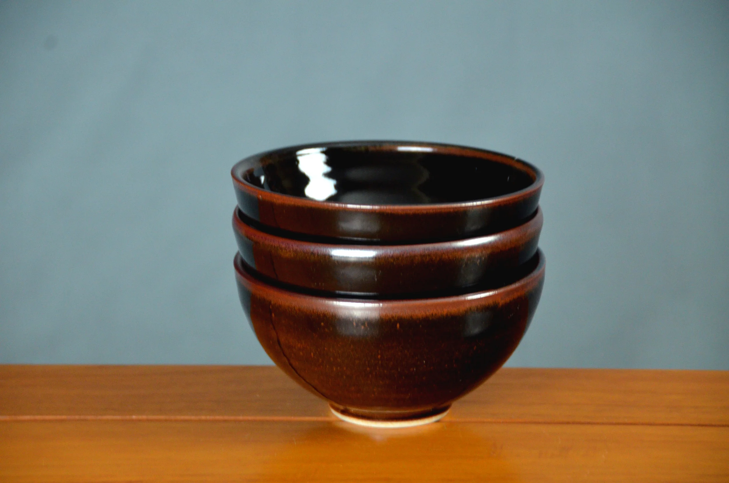 Porcelain Black & Brown Bowl Set | Hand thrown porcelain on a potter's wheel. High Fired, Cone 10, KCNST Glaze, Hand Trimmed, Ceramic | Caldwell Pottery