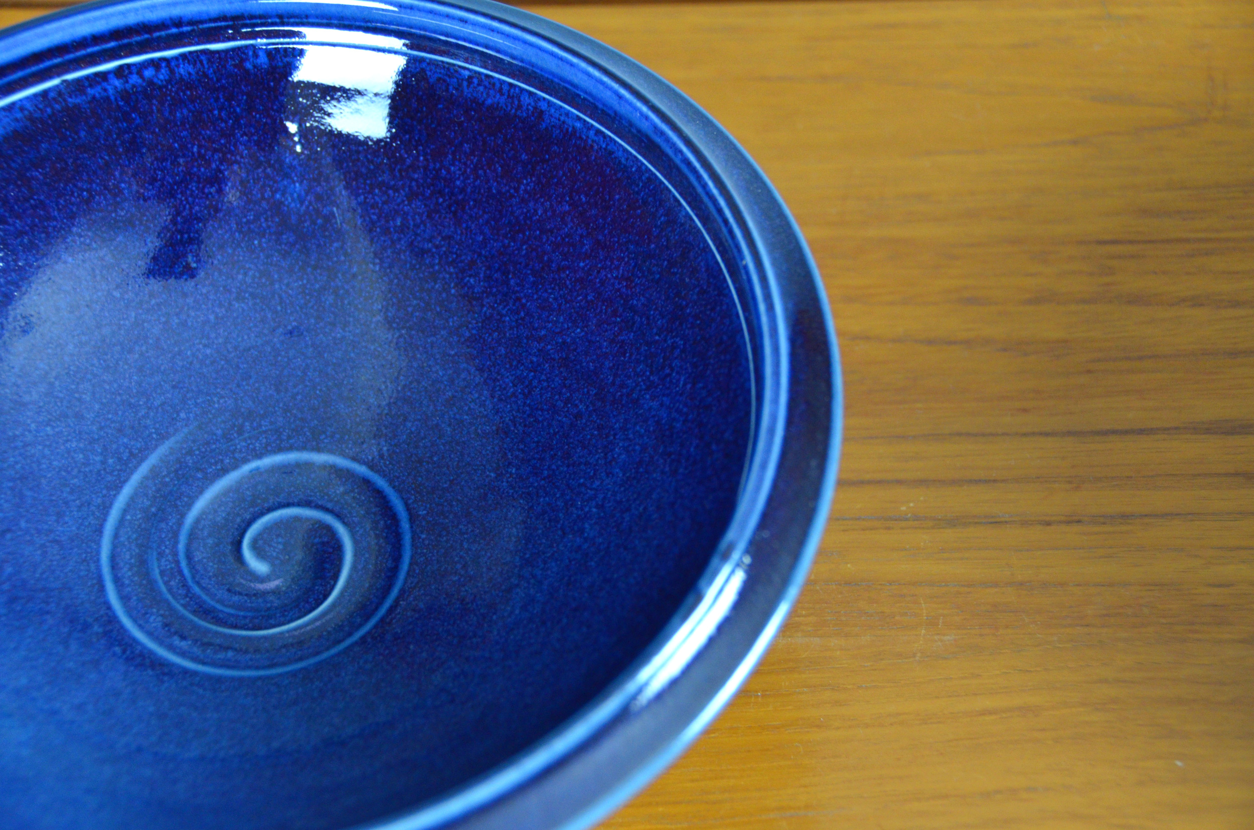 Porcelain Blue Japanese Bowl Set | Hand thrown porcelain on a potter's wheel.  High Fired, Cone 10, Flambe Blue Glaze, Hand Trimmed, Ceramic | Caldwell Pottery