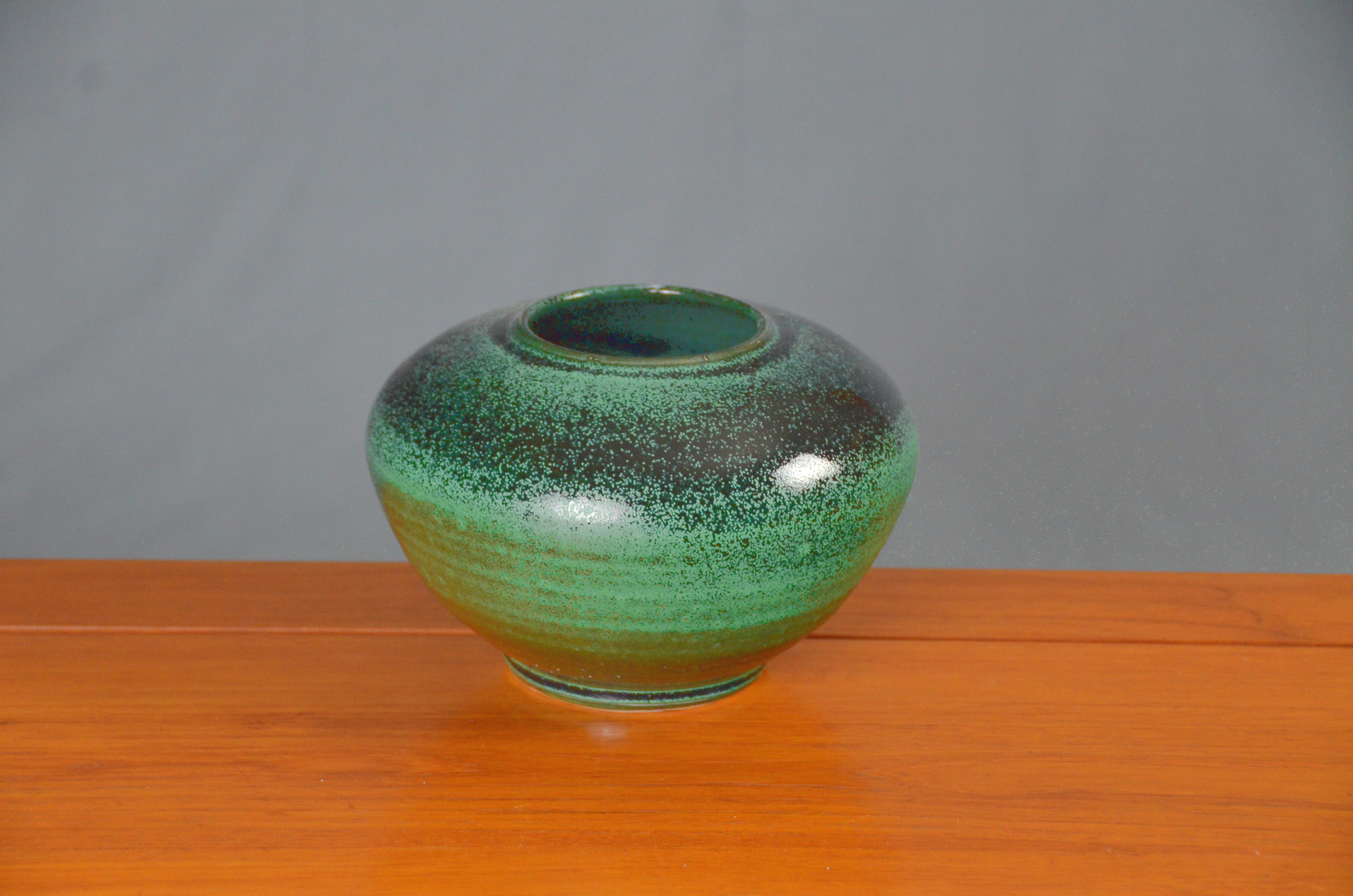 Porcelain Matte Green & Black Vase | Hand thrown porcelain on a potter's wheel.  High Fired, Cone 10, Matte to Black Glaze, Hand Trimmed, Ceramic | Caldwell Pottery