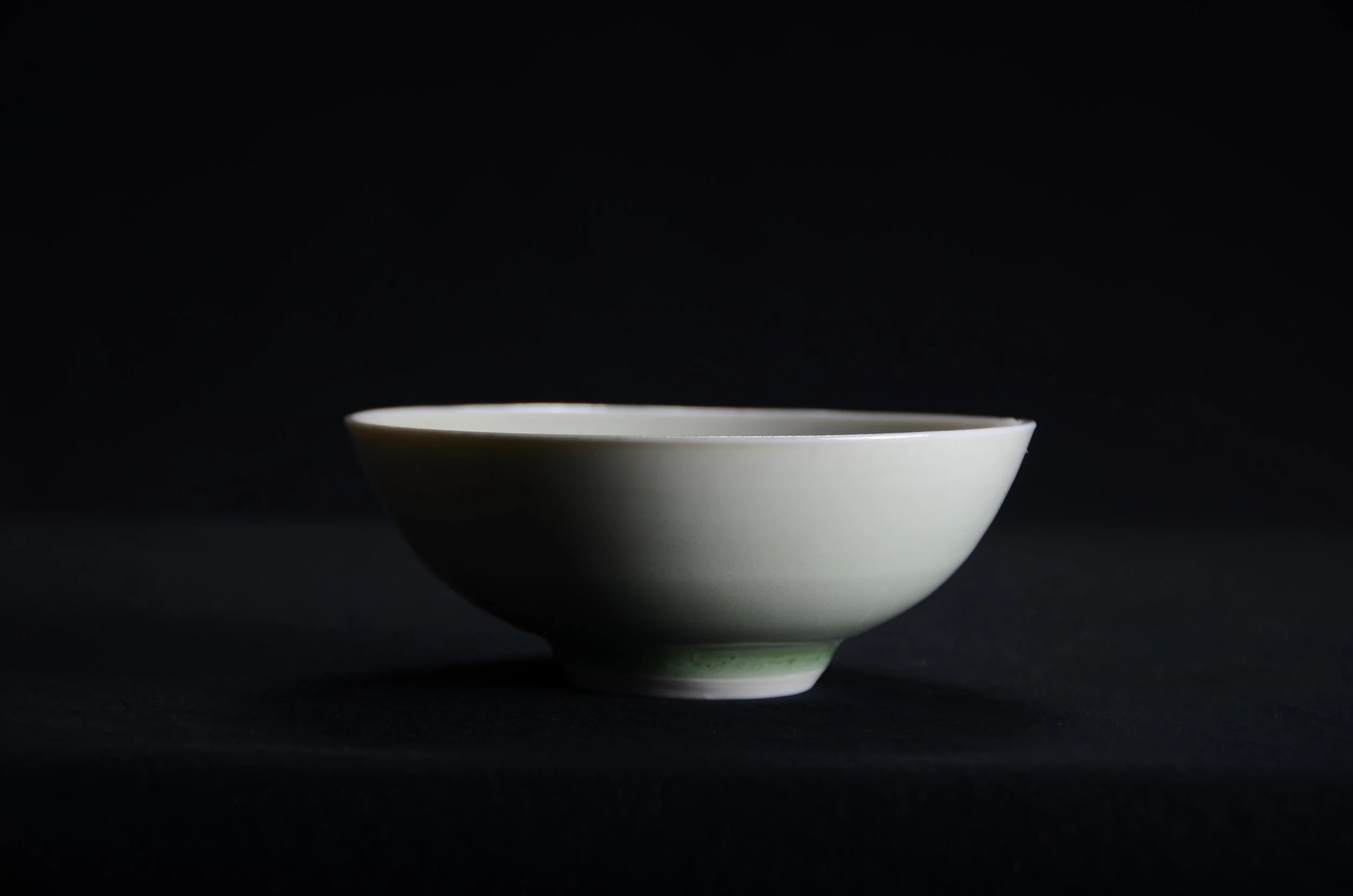 Porcelain Blue Celadon Japanese Bowl | Hand thrown porcelain on a potter's wheel. High Fired, Cone 10, Assorted Glazes, Hand Trimmed, Ceramic | Caldwell Pottery