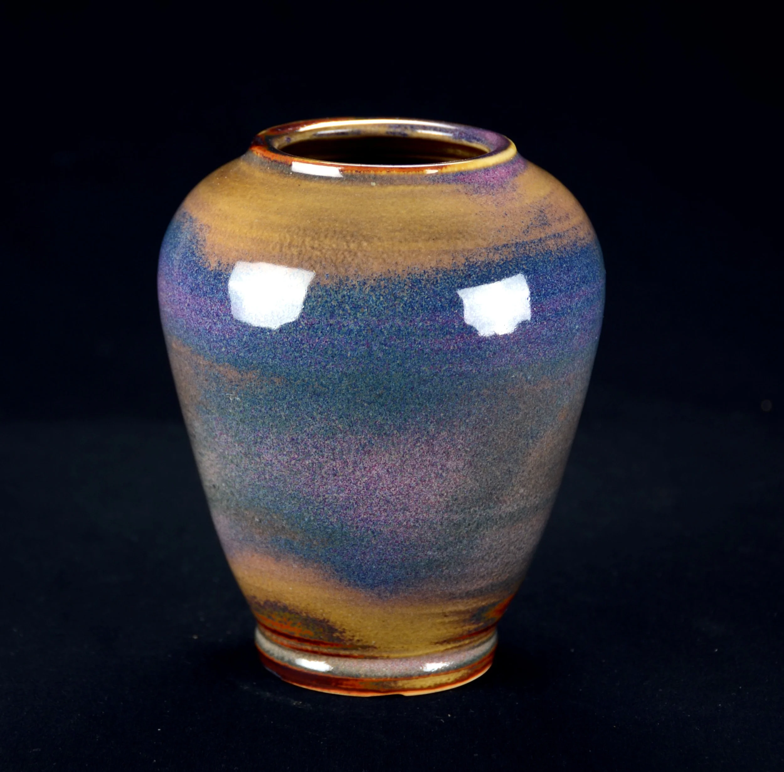 Porcelain Brown, Purple & Blue Vase | Hand thrown porcelain on a potter's wheel. High Fired, Cone 10, Assorted Glazes, Hand Trimmed, Ceramic | Caldwell Pottery