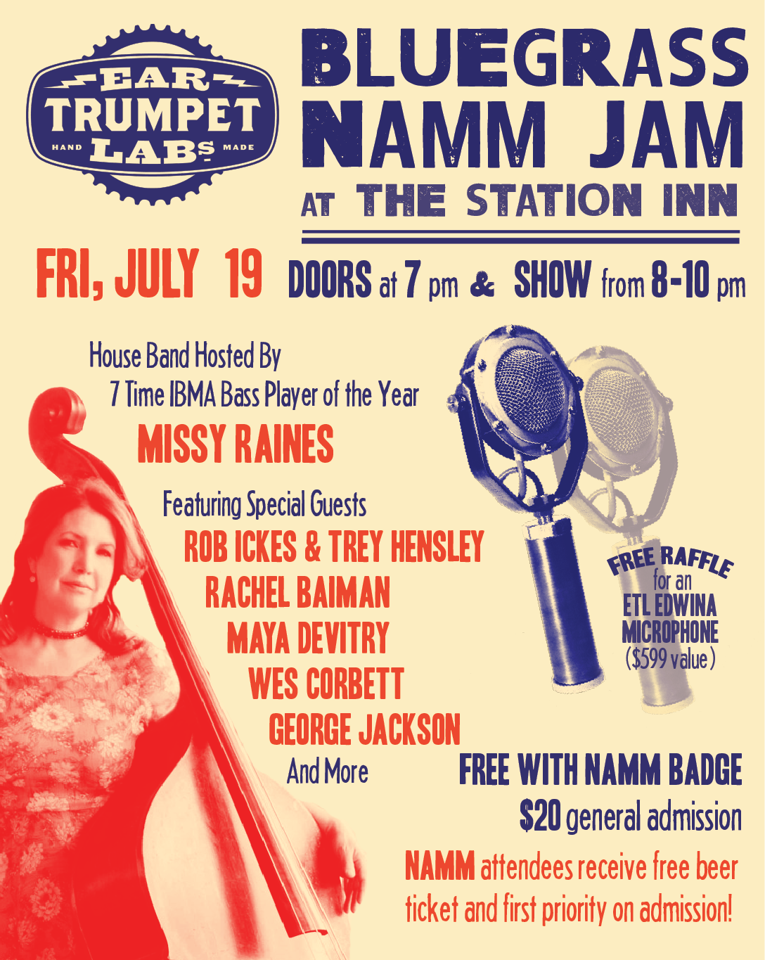 Ear Trumpet Labs presents Bluegrass NAMM Jam at the Station Inn July 19