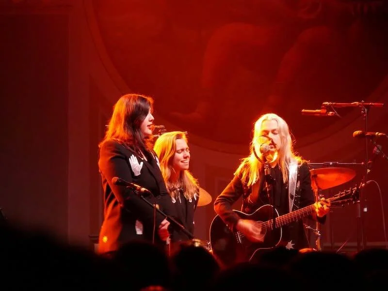 Boygenius acoustic trio performing with Louise microphone
