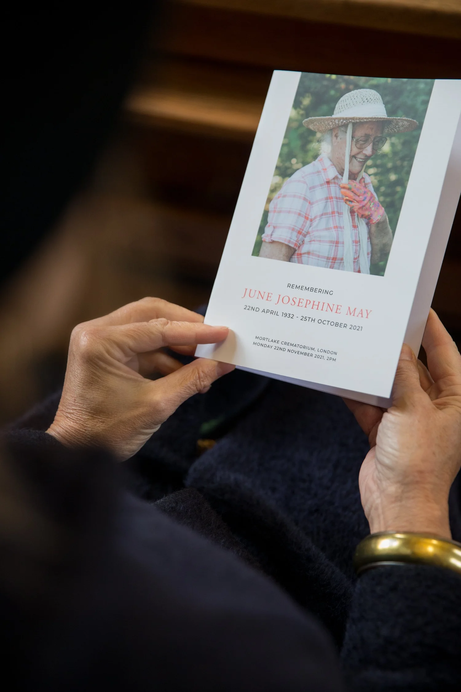An order of service held at a funeral
