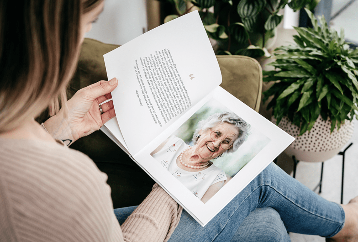 Printed pages with photographs and words of remembrance