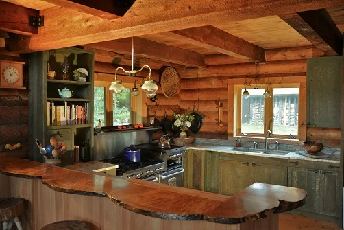 Adirondack Green Rustic Barnwood Kitchen