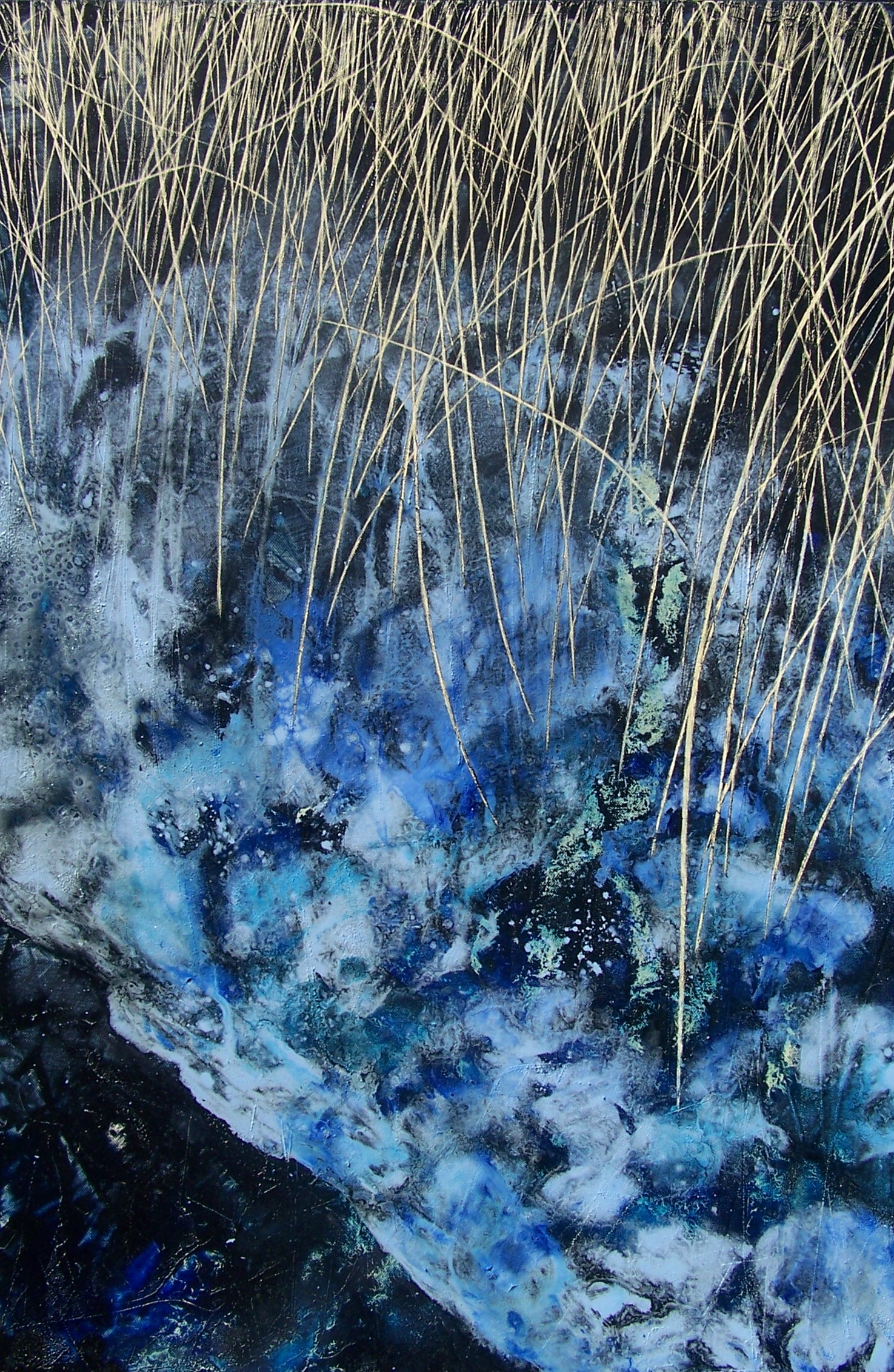 Frozen Line, Winter reeds 2, oil on canvas