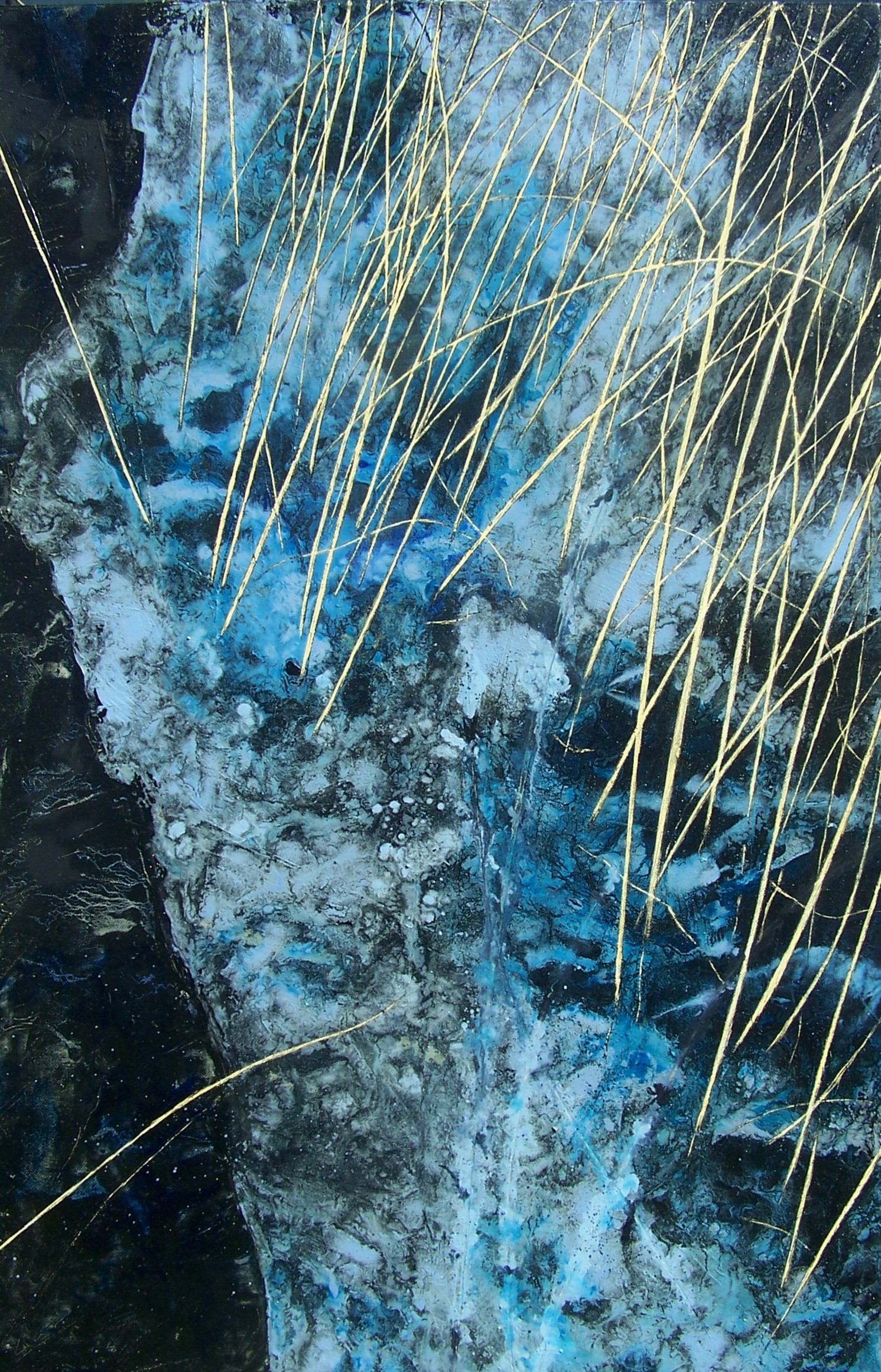 Frozen Line, Winter Reeds. oil on canvas