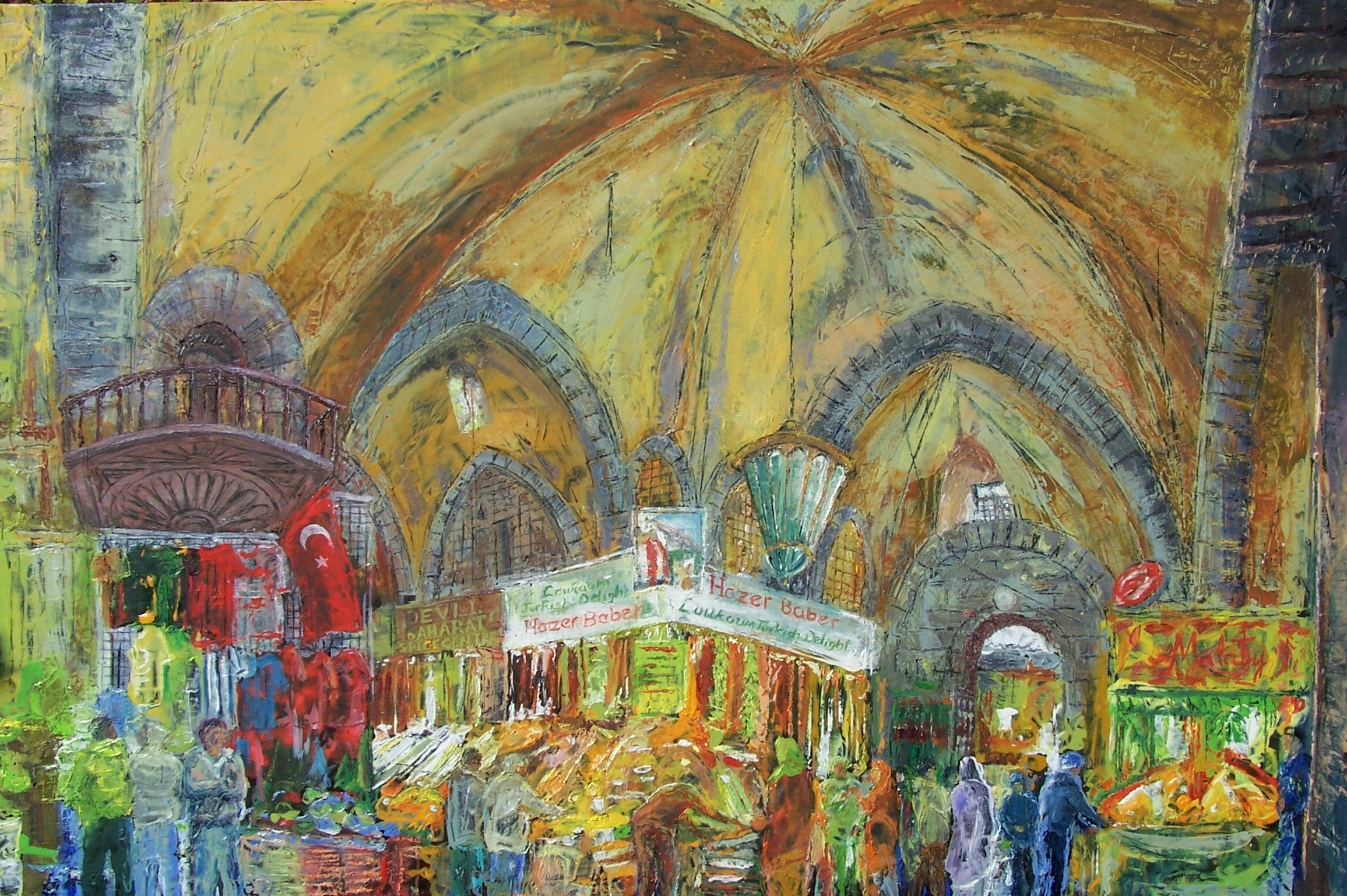 Spice Bazaar, Istanbul, oil on canvas