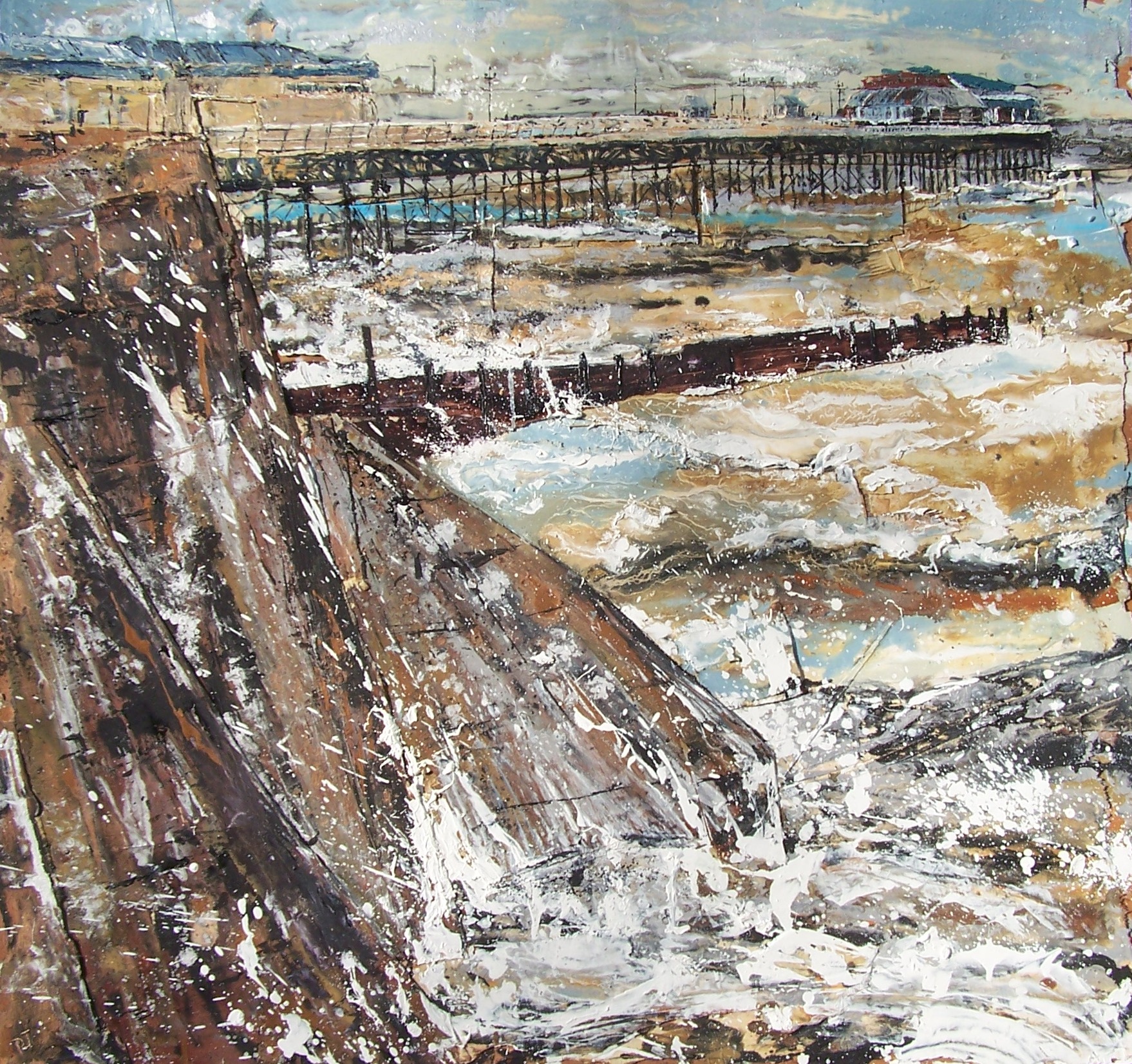 Cromer Pier 3, Oil on wood