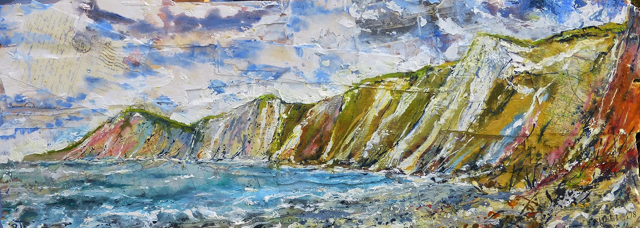 Worbarrow Bay, Purbeck Coast, Dorset. Oil, acrylic and collage on wood. 