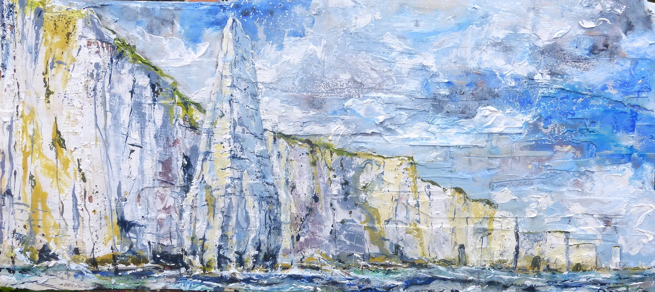 The Pinnacles to The Foreland, Purbeck Coast, Dorset 2. Oil, acrylic and collage on wood.  