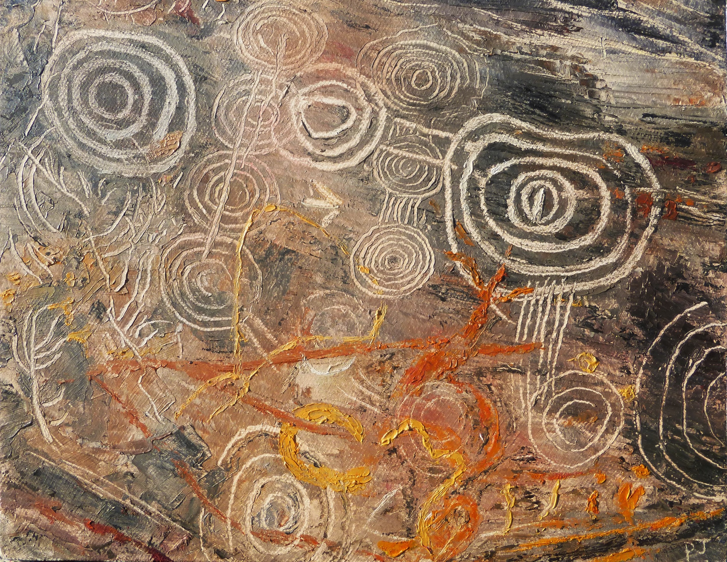 Aboriginal rock painting 1, Australia, oil on canvas  