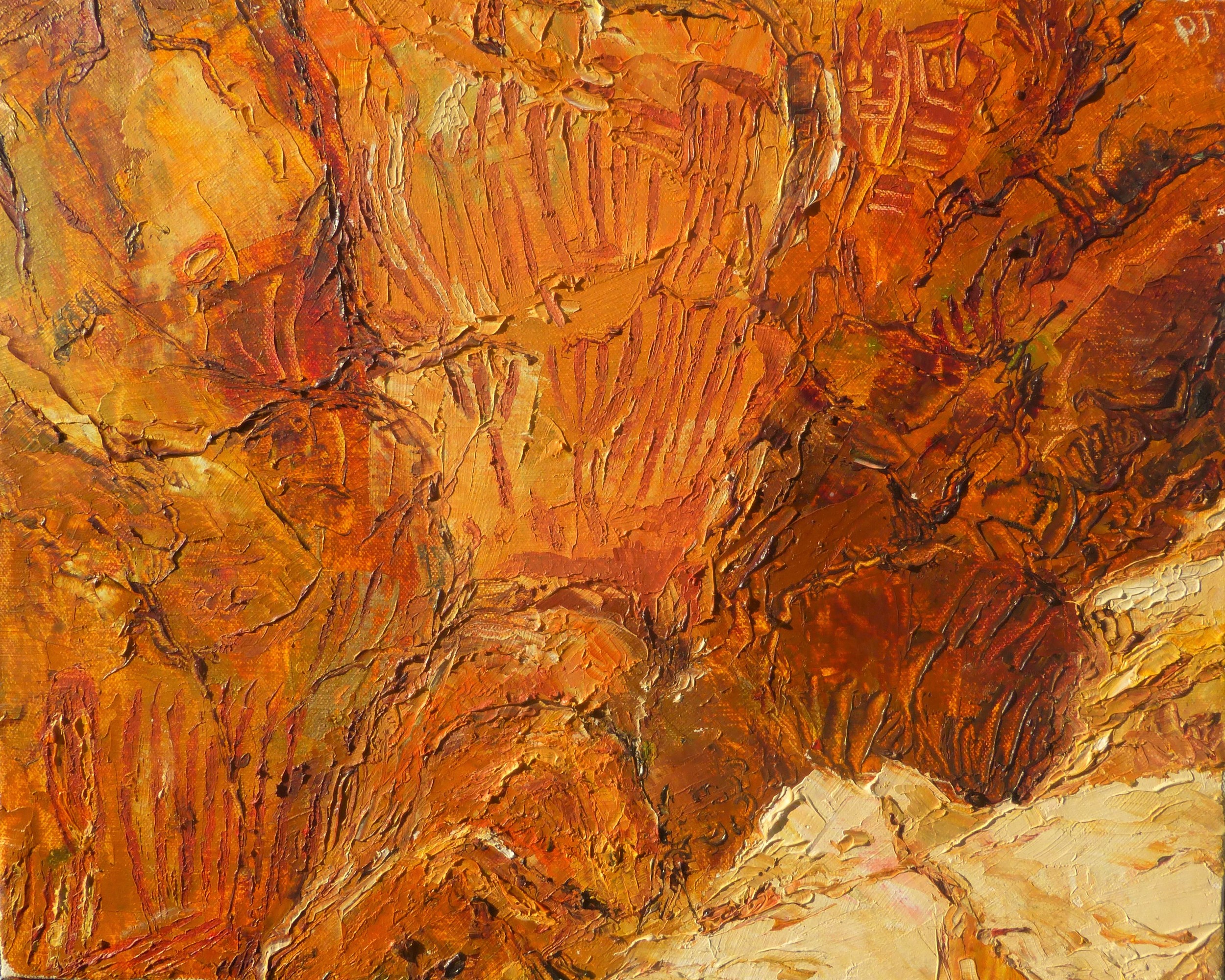 Aboriginal rock painting 2, oil on canvas 