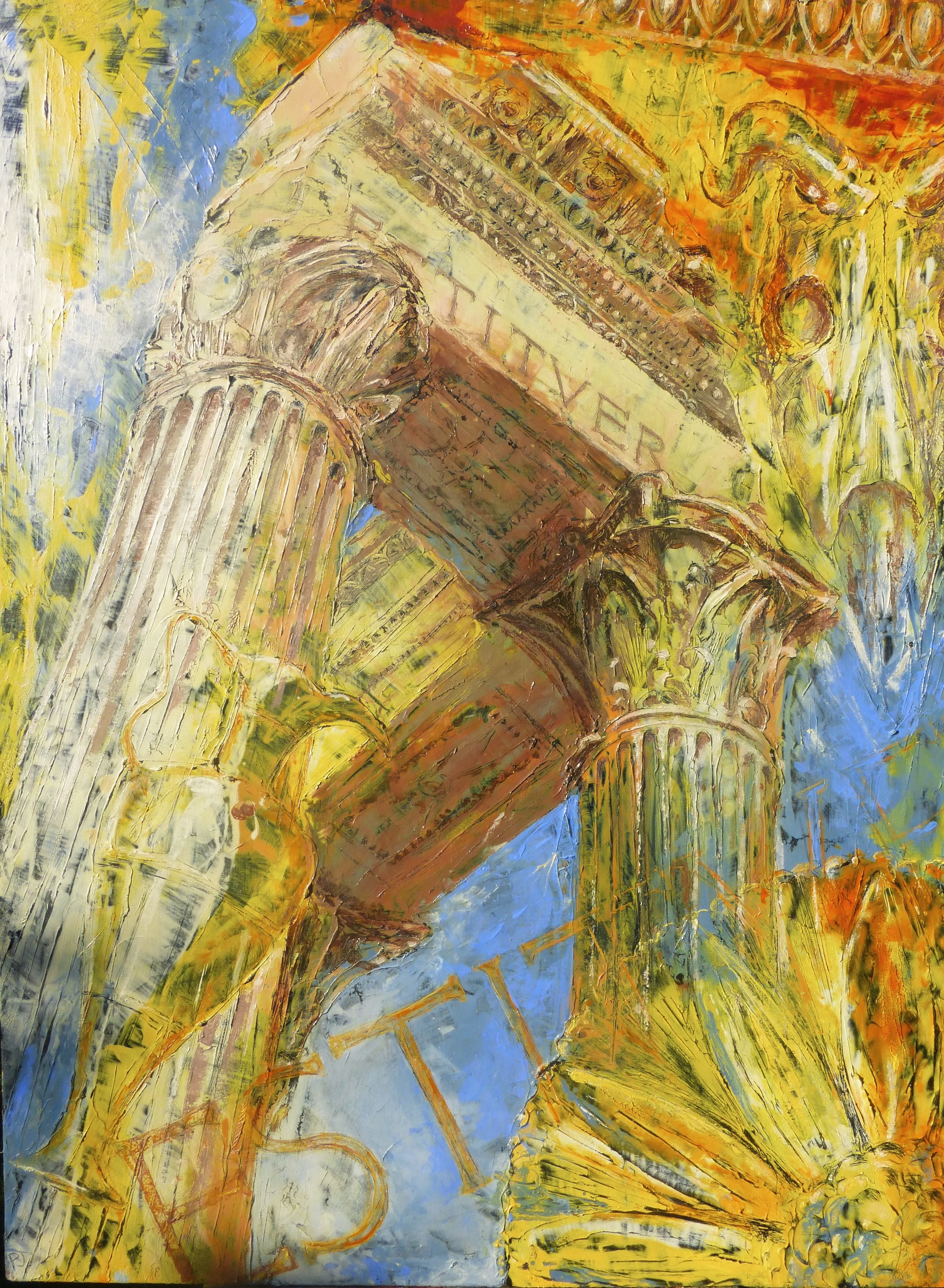 Temple of Vespasian, Forum, Rome, Oil on canvas, 120x90cm