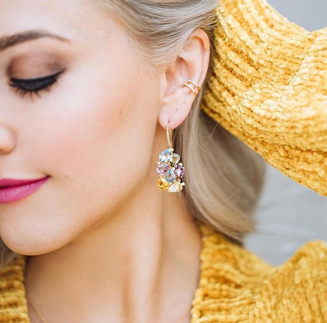 Who else is ready for spring?! @gemgossip wearing our pretty pastel earrings is giving us some major spring fever! 💛 photo by @laurenlnewman 👏🏼