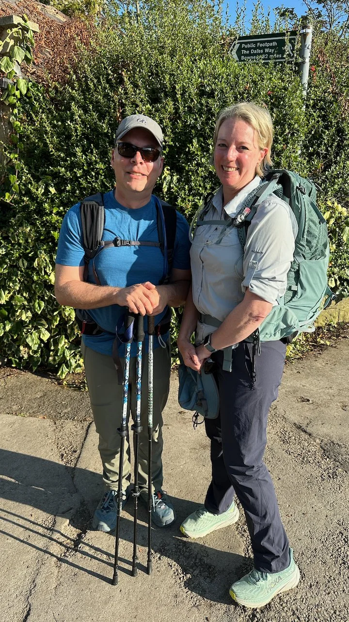  We’re ready!!! Sign post at the beginning of the trail. It now says 82 miles (it said 73 miles in 1997).  