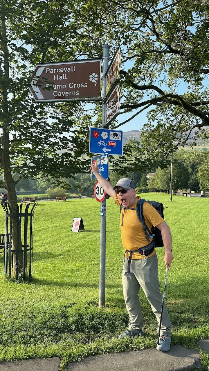  We’re in Burnsall here.  Stump Cross is quite a ways off the trail so we didn’t go there, but we did see few other little caves along the way.  