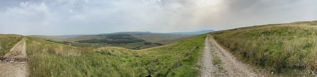  Panorama of the Roman Road. Tree plantations are visible in the distance. 